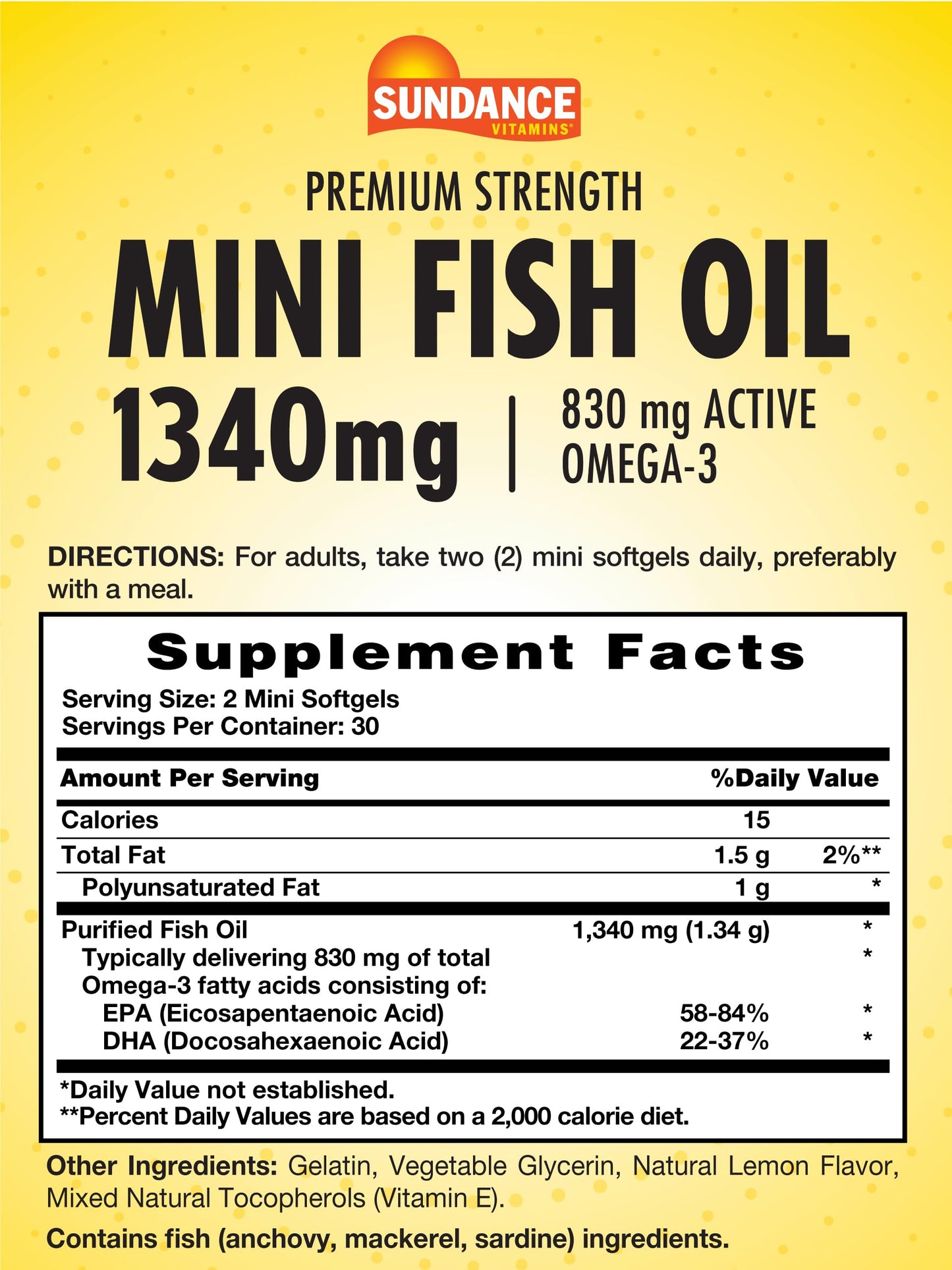 Sundance Mini Fish Oil 1340mg Softgels 60 Count