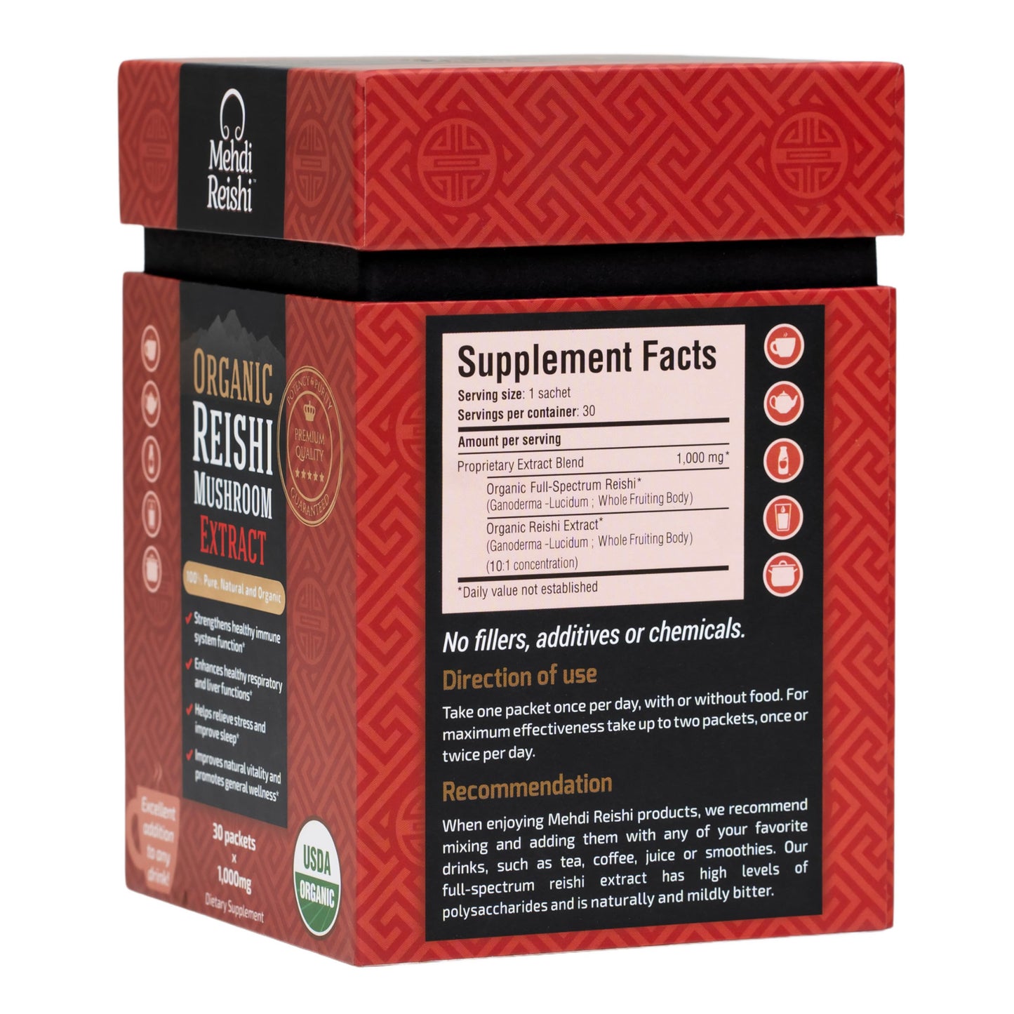 Mehdi Reishi Organic Reishi Extract Powder 30 Count