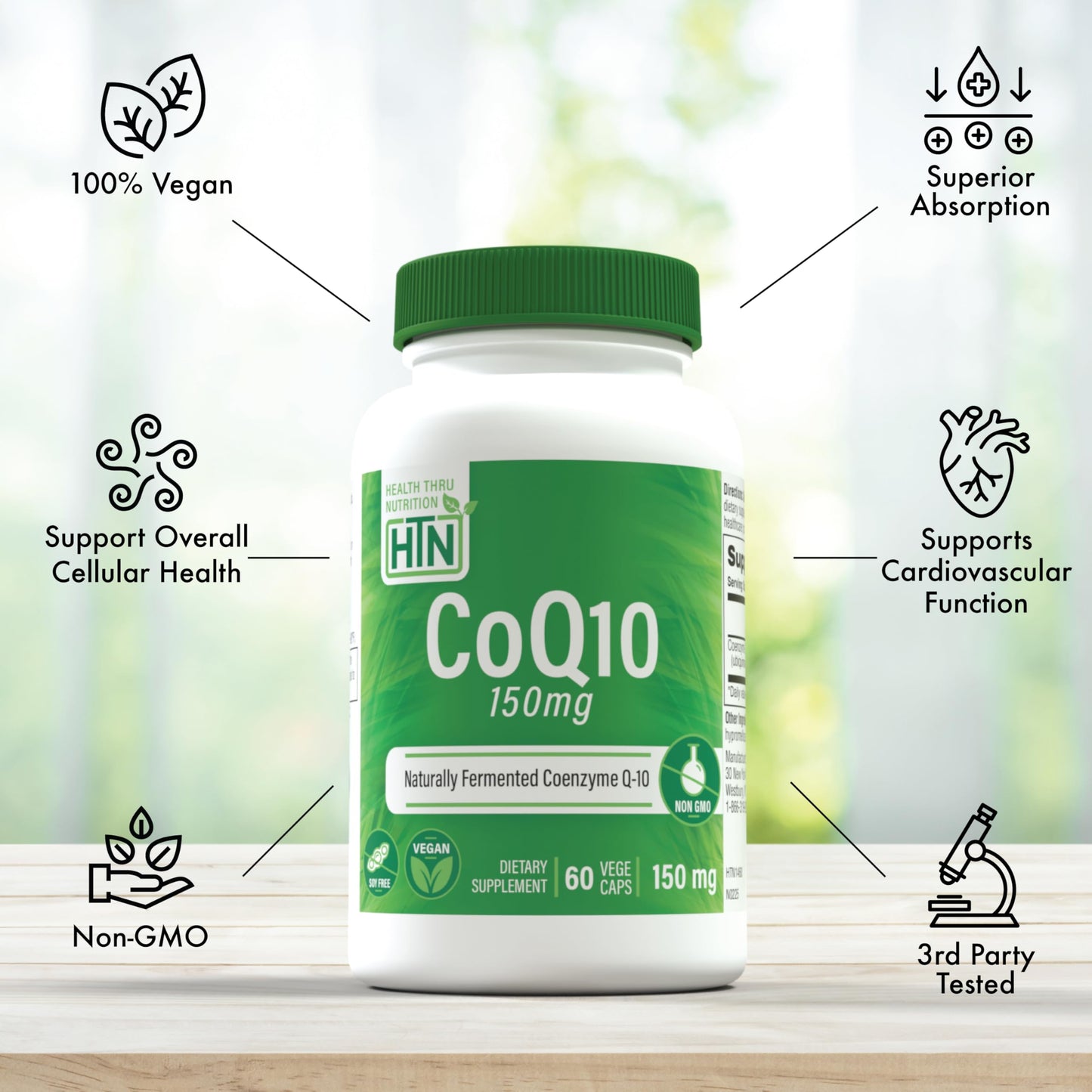 Health Thru Nutrition CoQ-10 150mg Capsules 60 Count