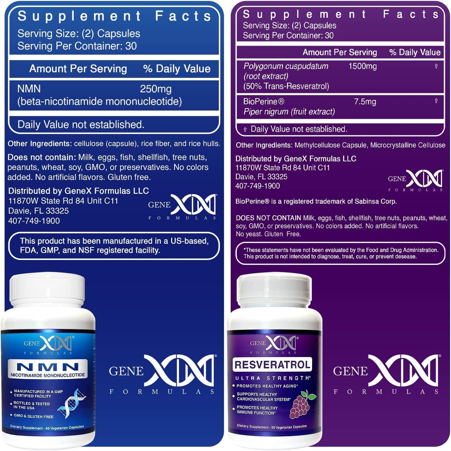 Genex Formulas NMN and Resveratrol Dynamic Duo Capsules, 150 Count