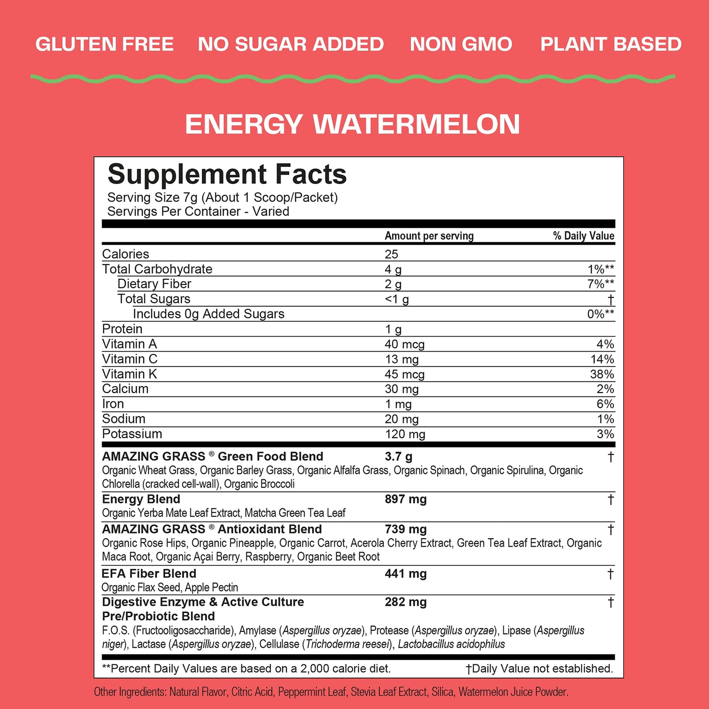 Amazing Grass Green SuperFood Energy Powder Watermelon, 7.4 oz
