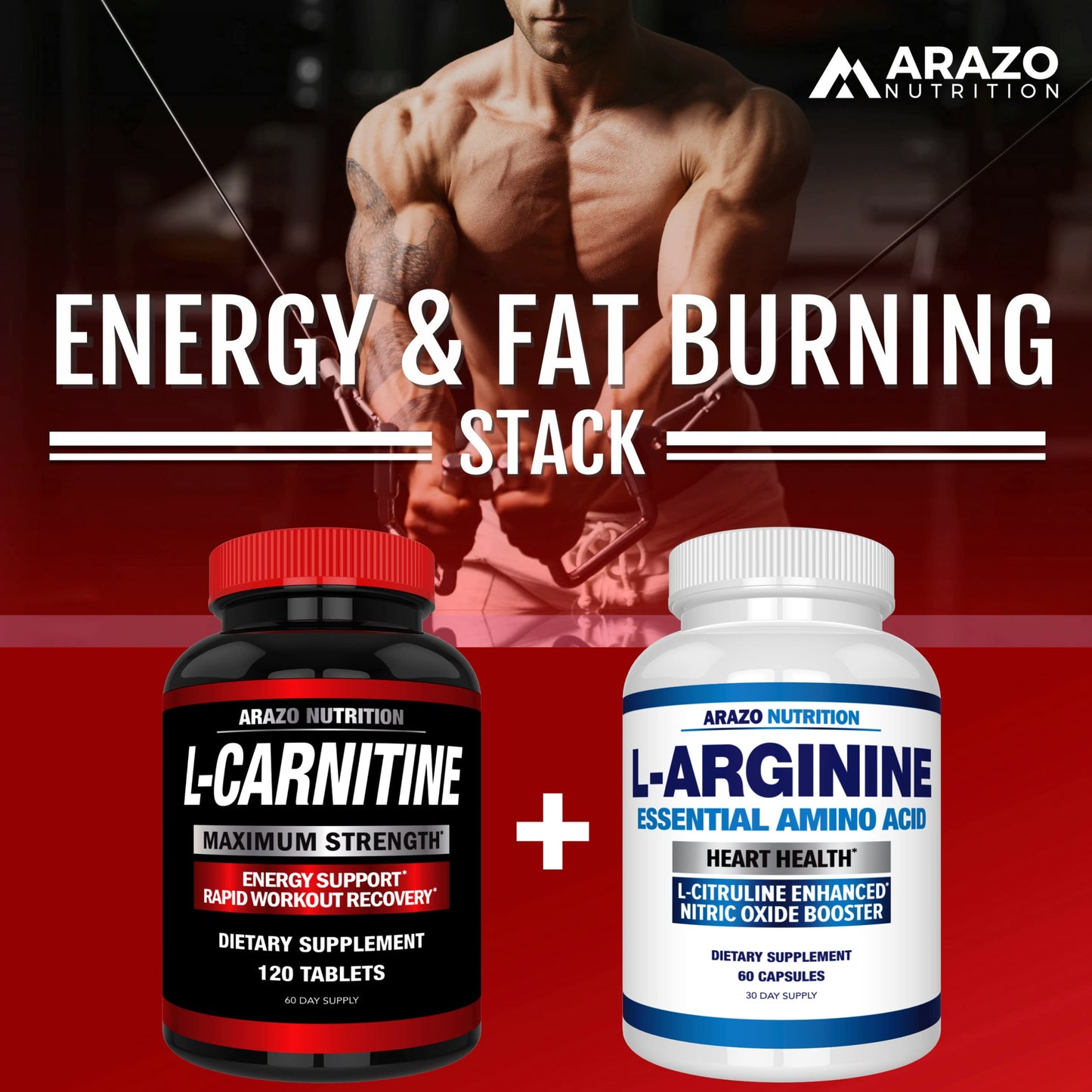 Arazo Nutrition Super Strength L-Carnitine 1000mg with Calcium Tablets 120 Count