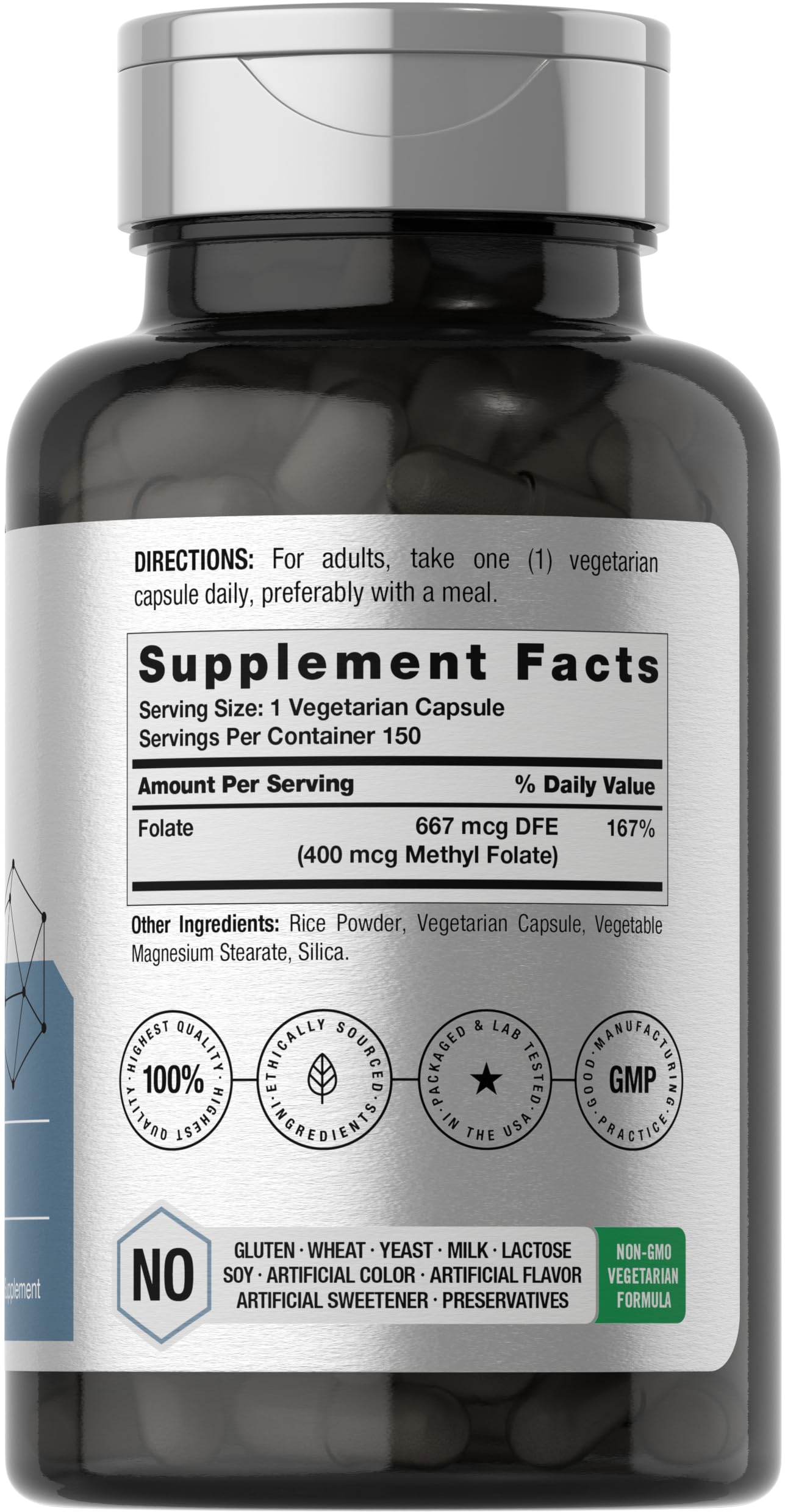 Horbäach Methyl Folate 400 mcg Capsules 150 Count