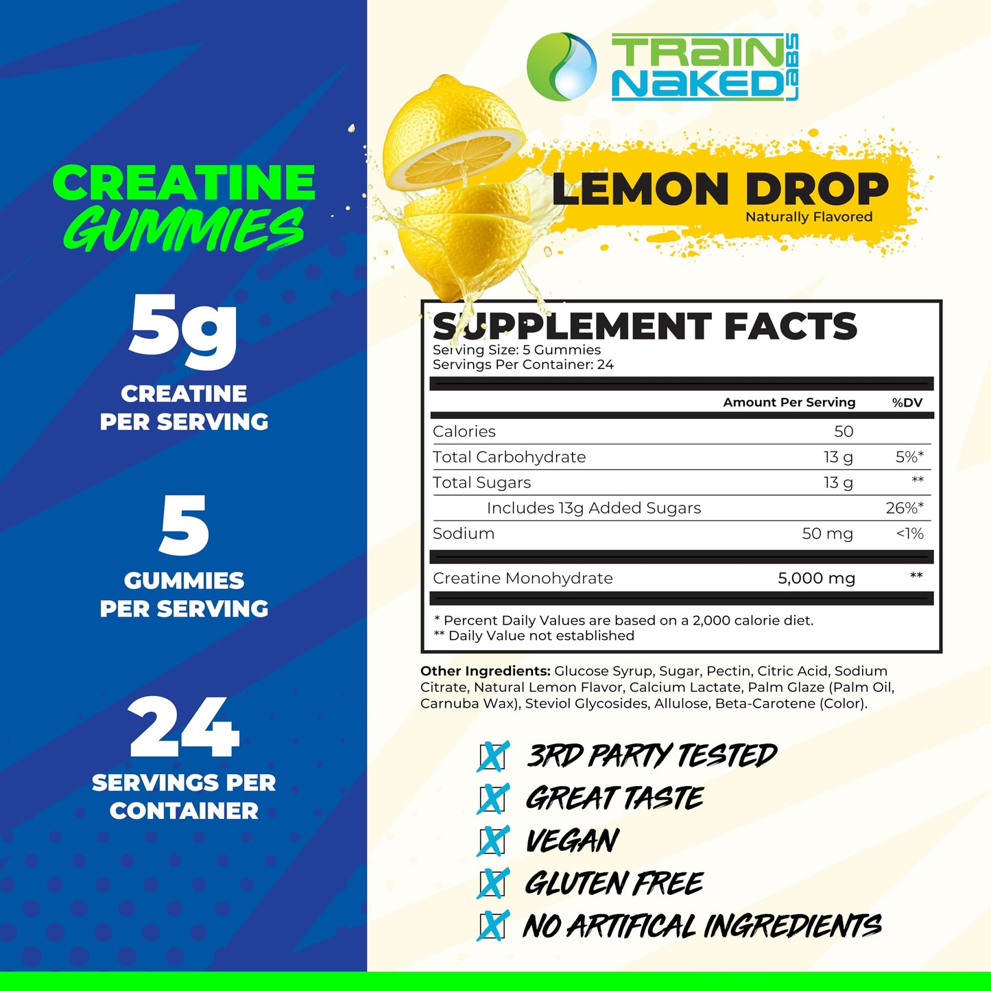 Train Naked Labs Creatine Gummies Gummy, 120 Count