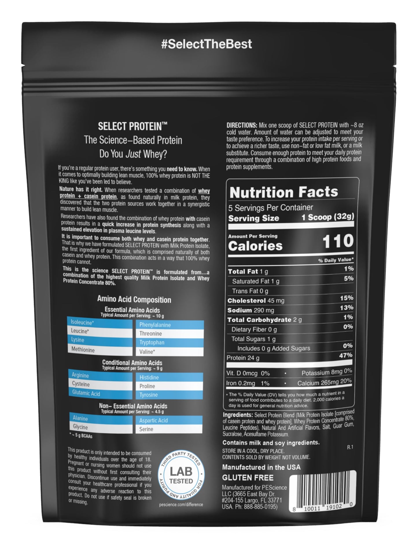 PEScience Select Protein Powder Whey and Casein Blend, 5 Servings
