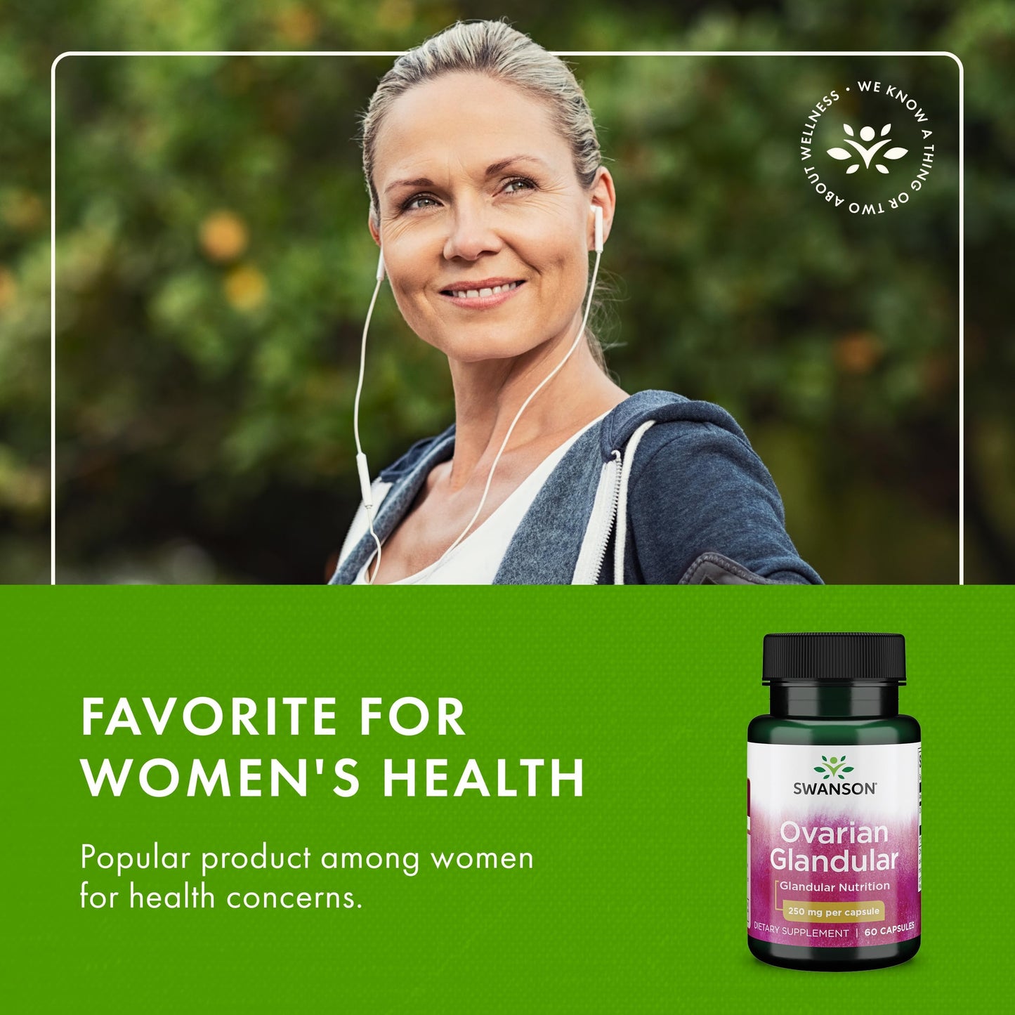 Swanson Ovarian Glandular Supplement Capsules, 60 Count