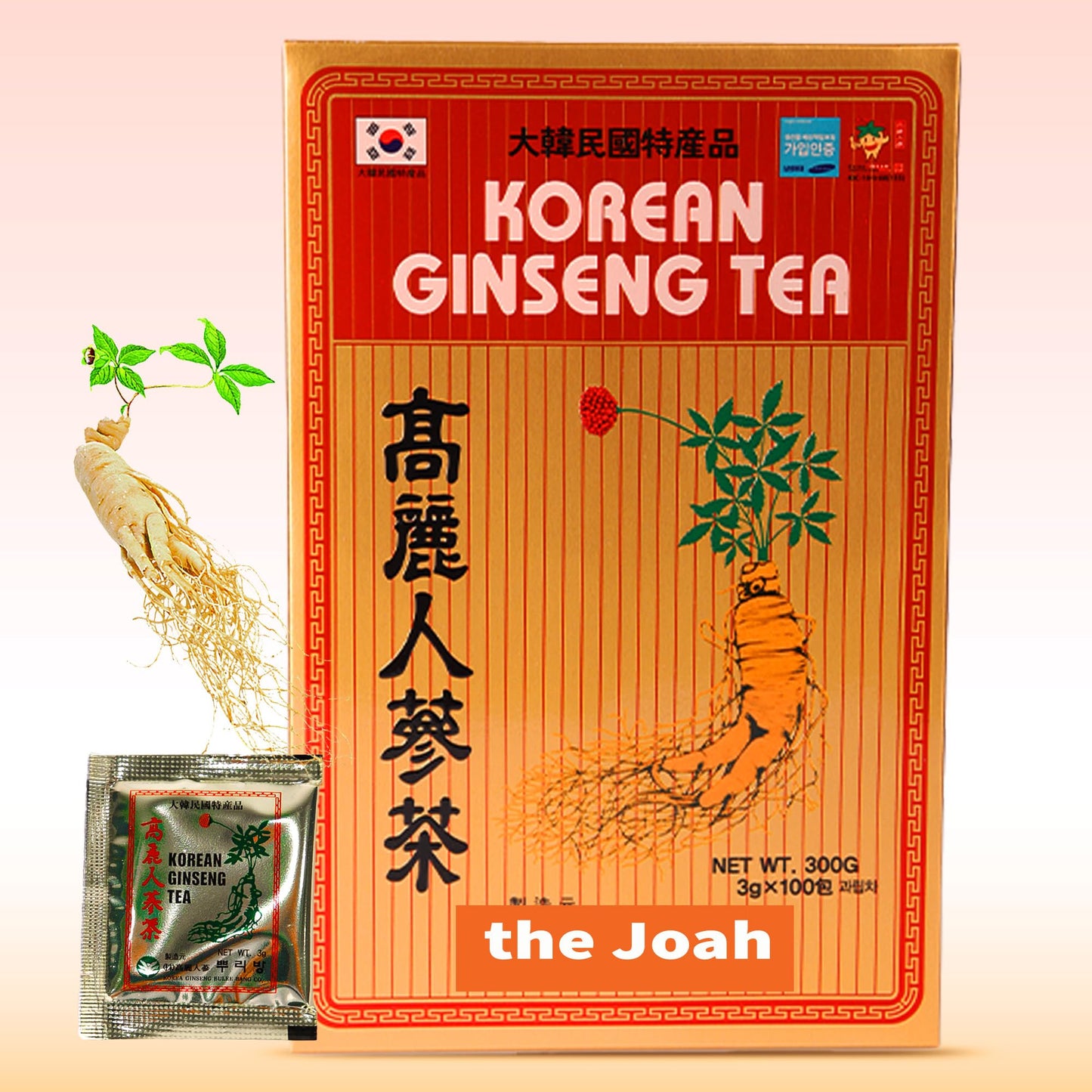 The Joah Korean Ginseng Tea - Caffeine Free, Single-Serve Powder, 10.58