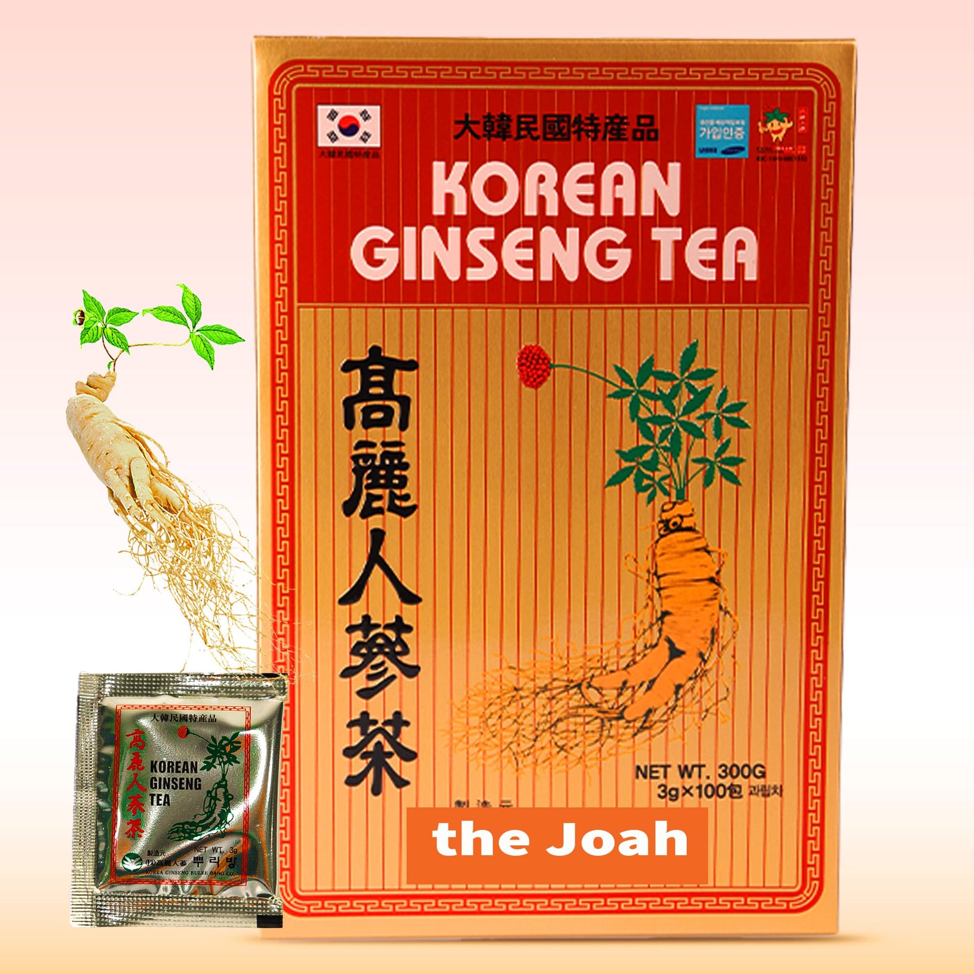 The Joah Korean Ginseng Tea - Caffeine Free, Single-Serve Powder, 10.58