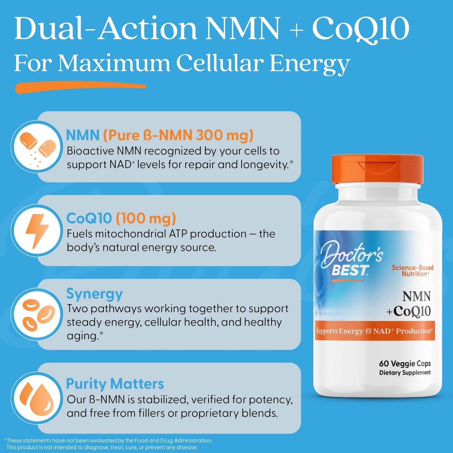 Doctor's Best NMN + CoQ10 Capsule 60 Veg Caps