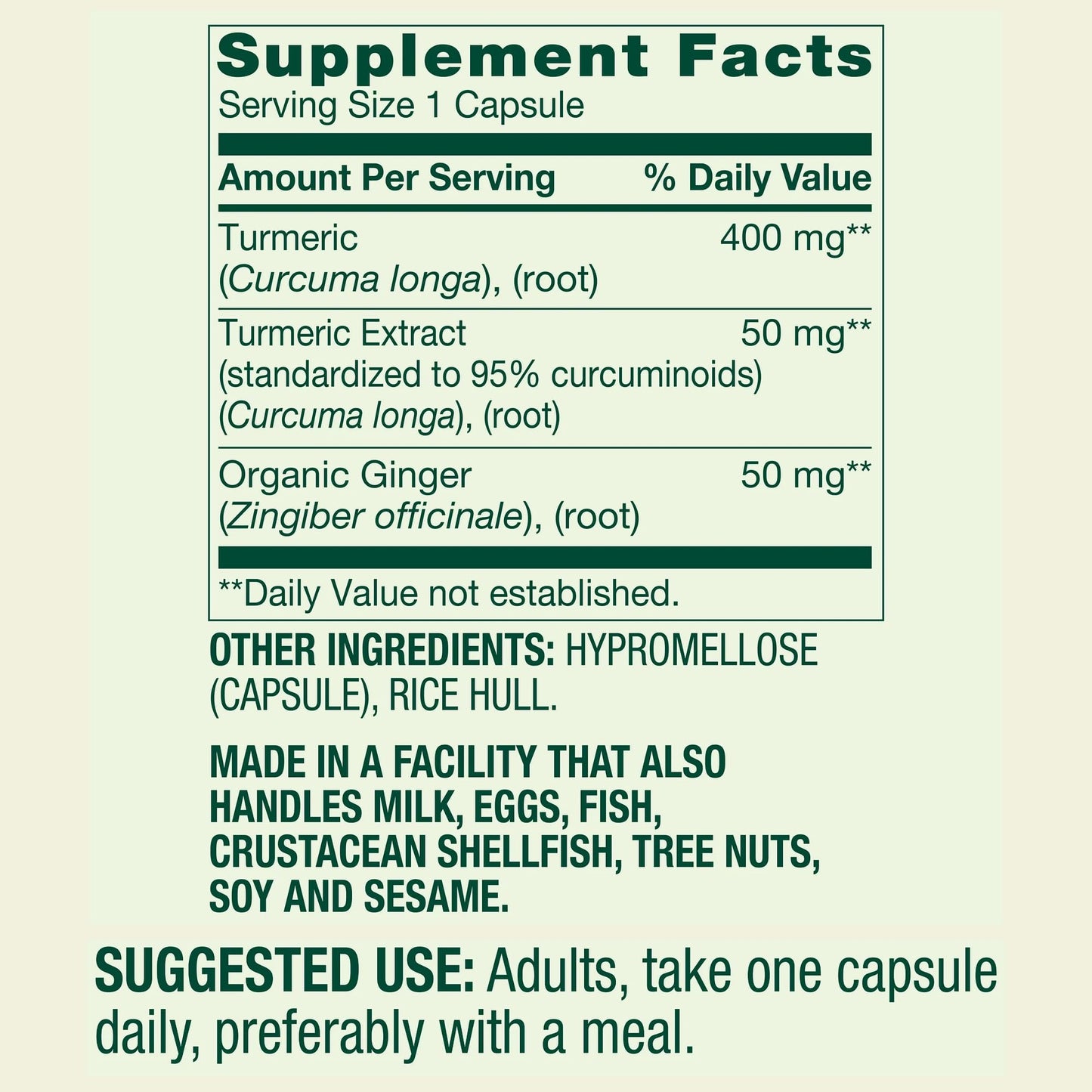 Generic Turmeric Curcumin with Ginger Powder 500 mg Capsules, 90 Count