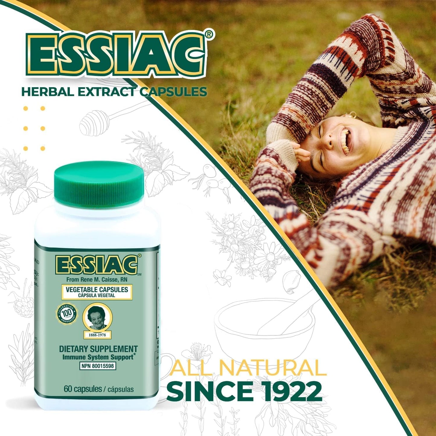 Essiac Tea All-Natural Herbal Extract Capsules, 60 Capsules