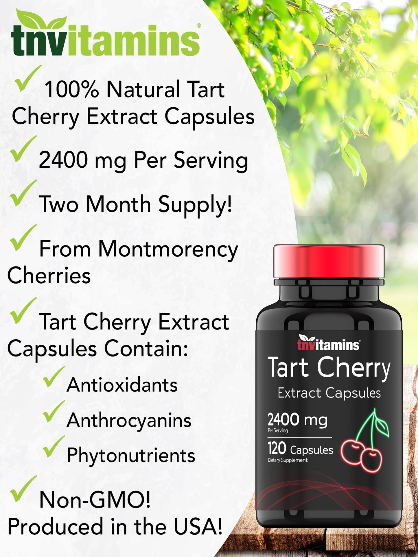 tnvitamins Tart Cherry Capsules 120 Count