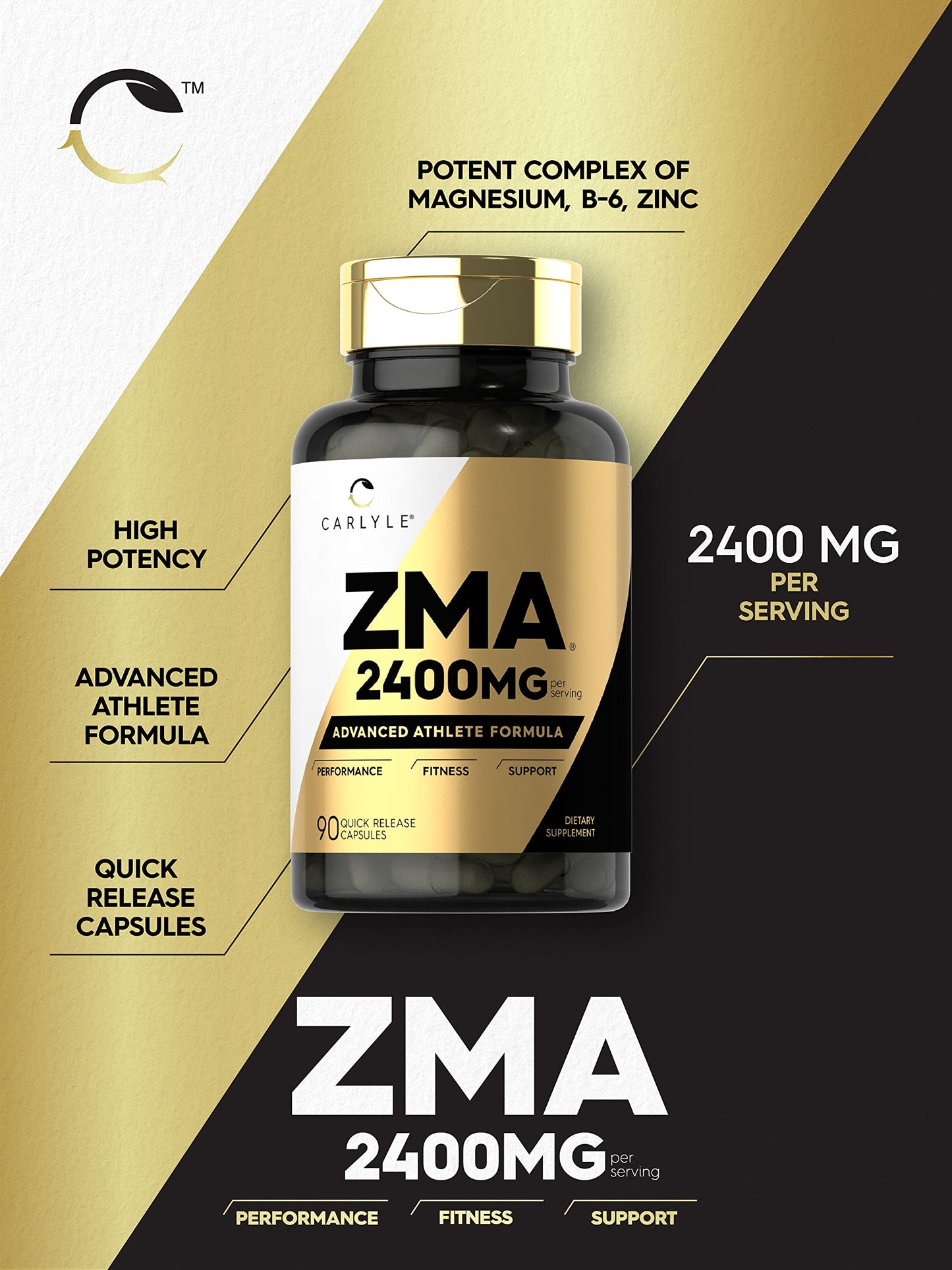 Carlyle ZMA Supplement for Men and Women Capsule 90 Count