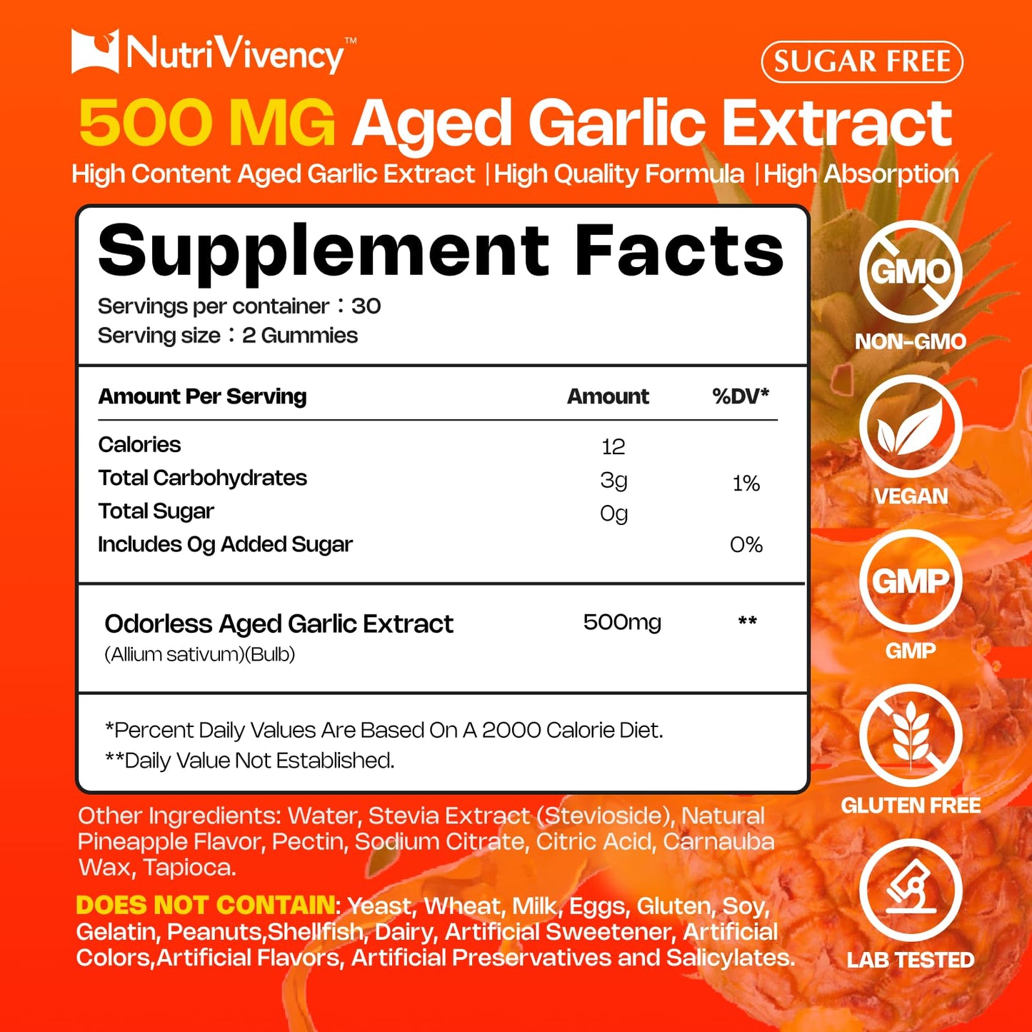 NutriVivency Aged Garlic Extract Gummies, 60 Count