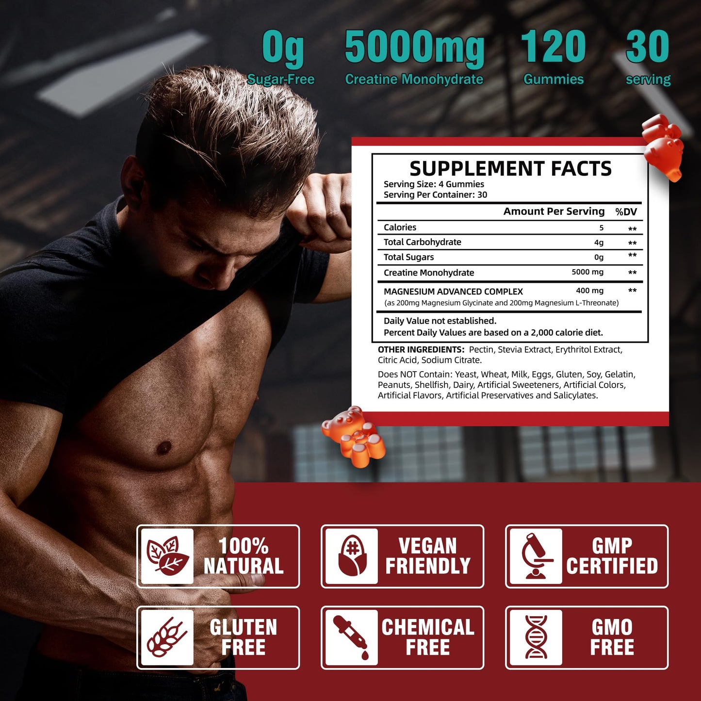 VIFSSG Creatine Monohydrate Gummies 120 Count