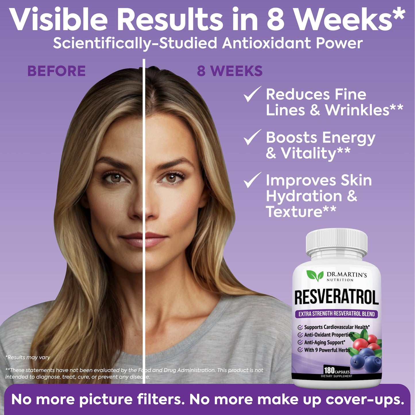 Dr. Martin's Nutrition Extra Strength Resveratrol 1568mg Capsules 180