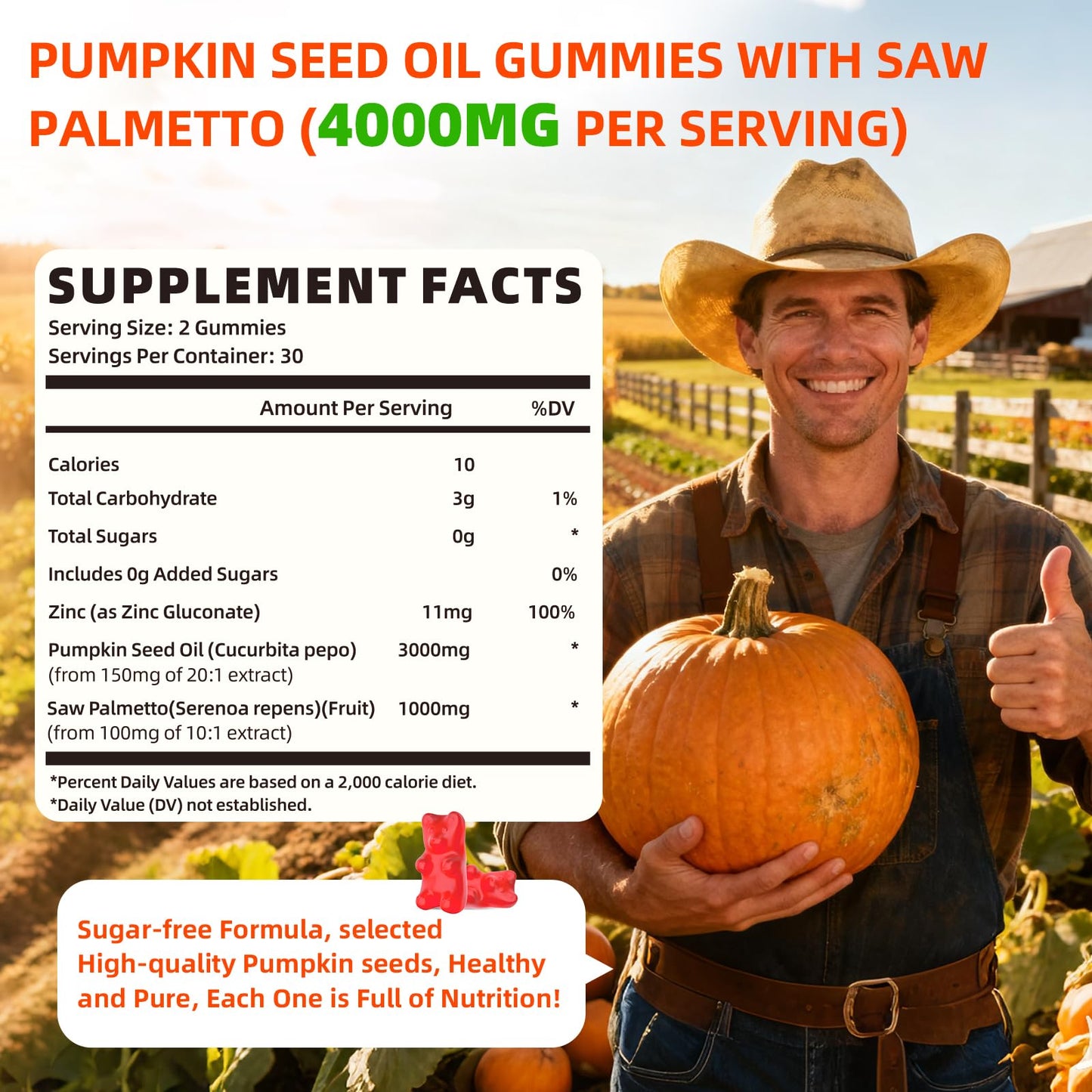 YXSW Pumpkin Seed Oil Gummies with Saw Palmetto 60 Count