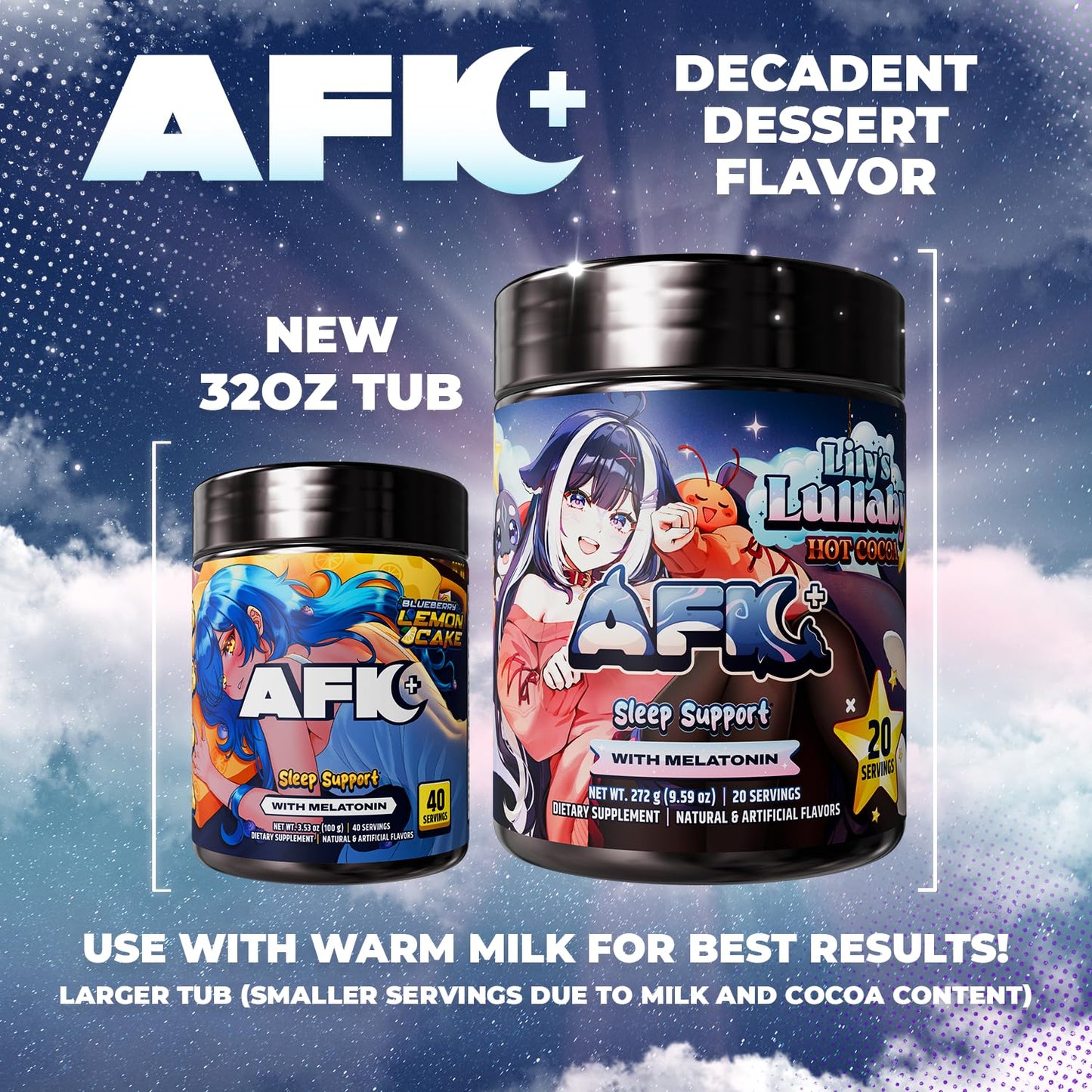 Gamer Supps AFK+ with Melatonin: Lily's Lullaby Hot Cocoa by Shylily Powder 9.59 Ounce