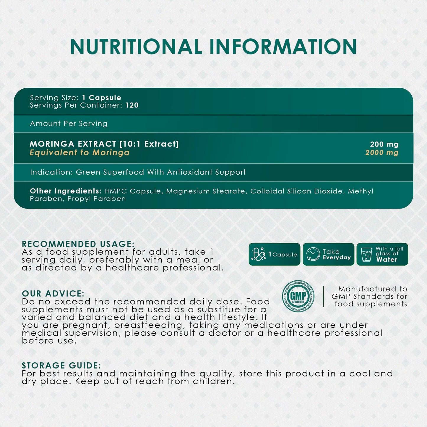 Ambrosial Moringa 2000mg Capsules, Capsule, 120 Count