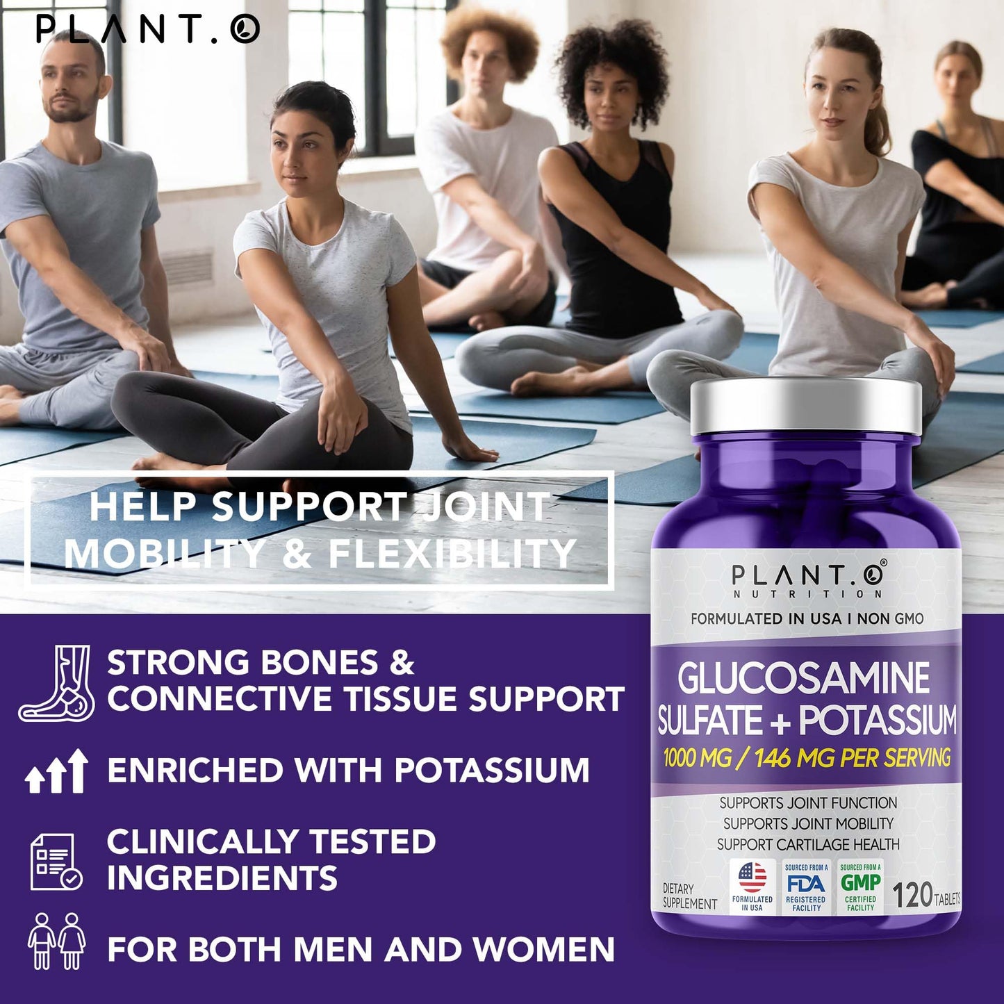 PLANT.O NUTRITION Glucosamine Sulfate with Potassium 120 Tablets