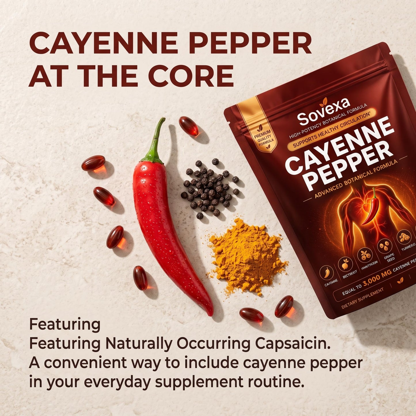 Sovexa Cayenne Pepper Softgels 300 Count