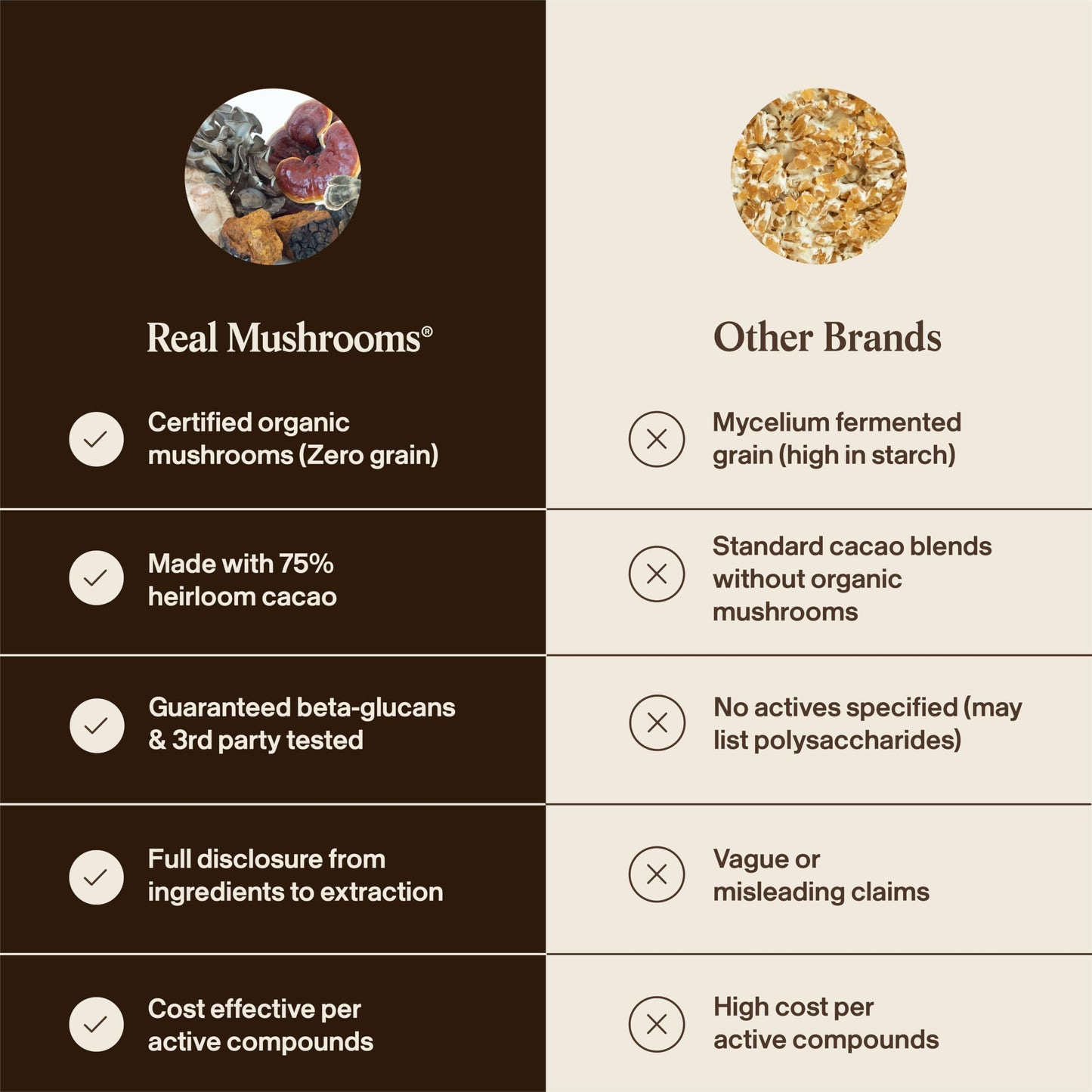 Real Mushrooms Organic Unsweetened Hot Chocolate Mix Powder 8.46 Ounce