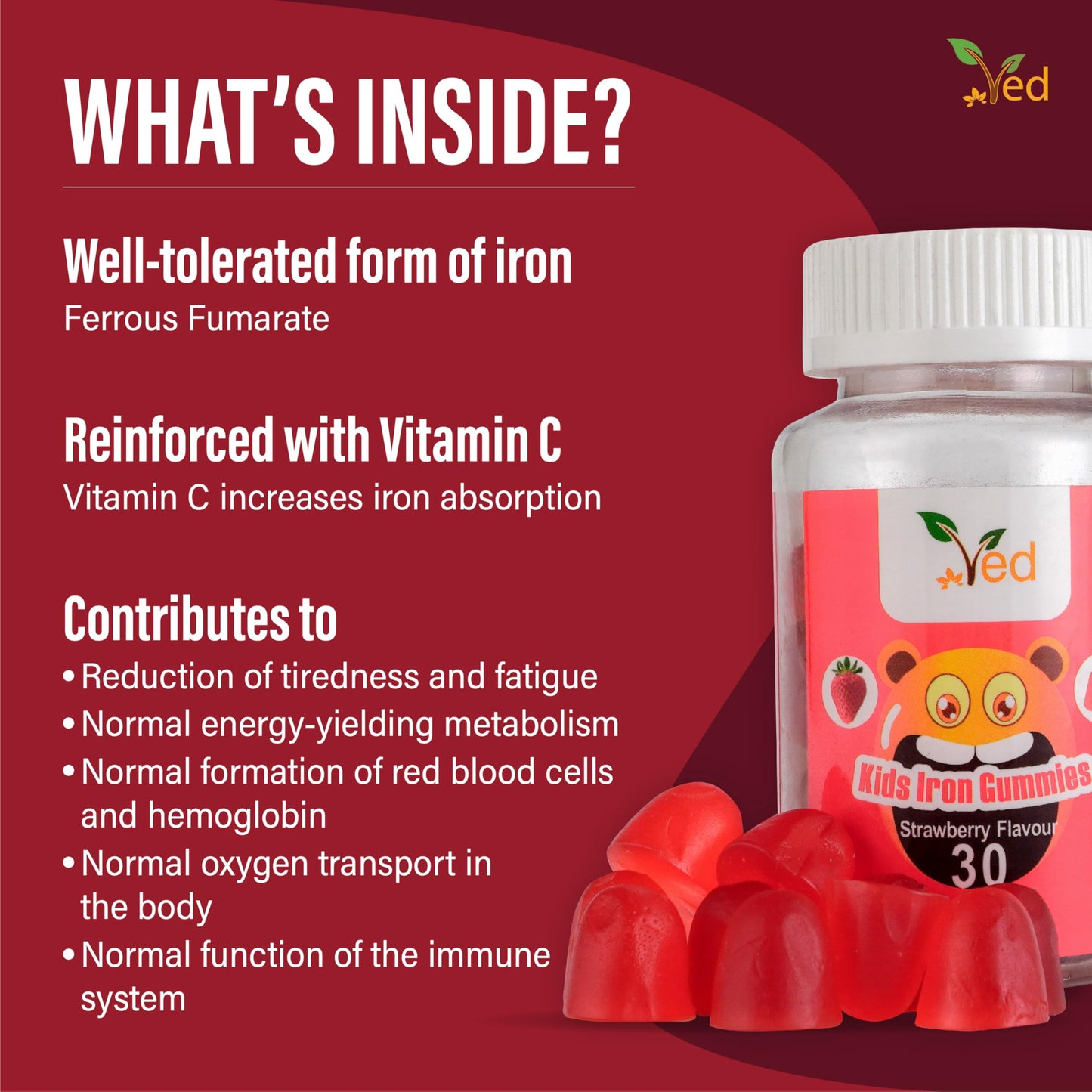 Ved Kids Iron Gummies, 30 Count