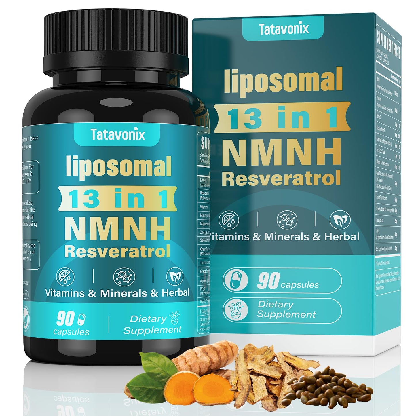 Tatavonix NMNH (Dihydronicotinamide Mononucleotide) 1000mg per Serving NMN Alternative with Liposomal NAD+, Resveratrol & PQQ Capsules 90 Count