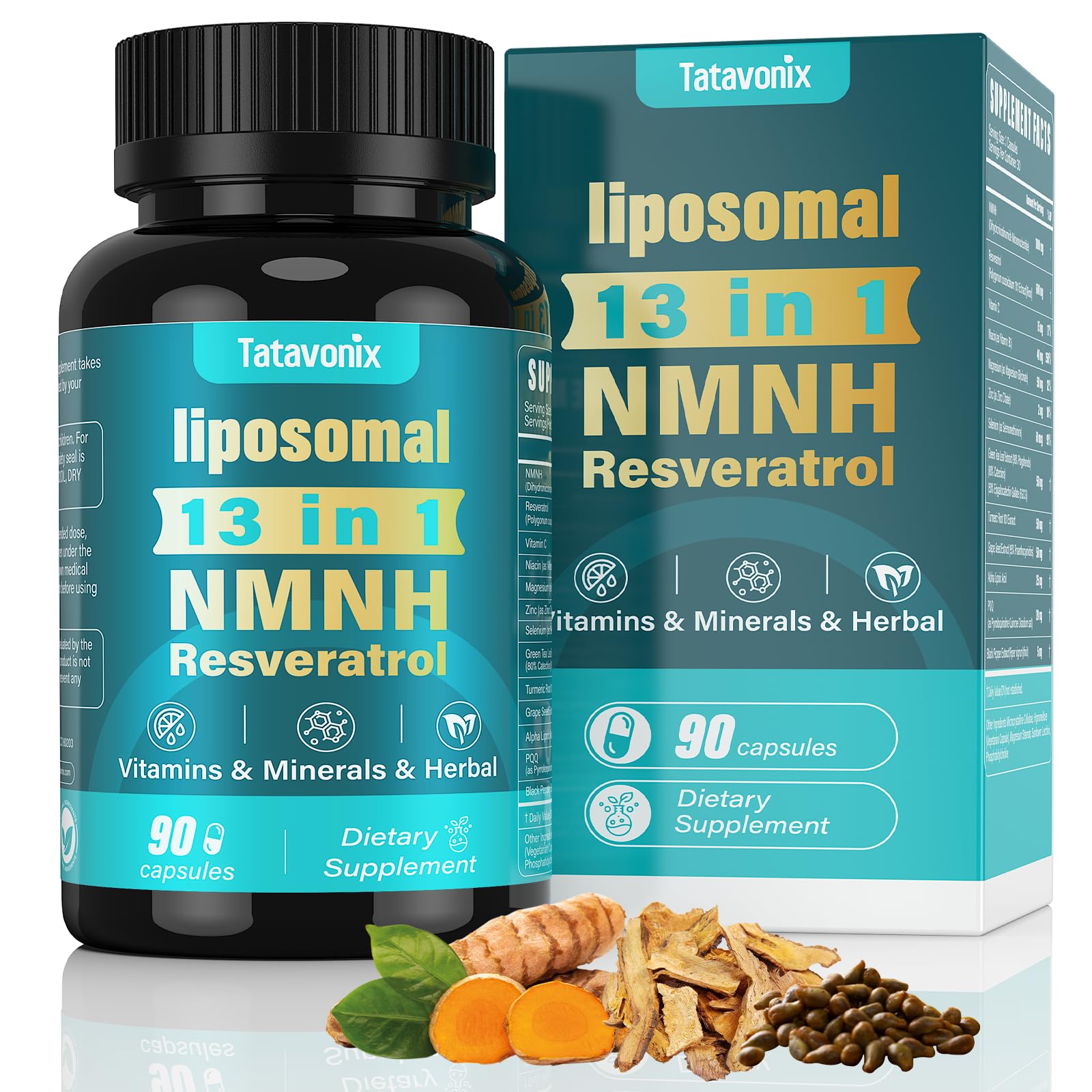 Tatavonix NMNH (Dihydronicotinamide Mononucleotide) 1000mg per Serving NMN Alternative with Liposomal NAD+, Resveratrol & PQQ Capsules 90 Count