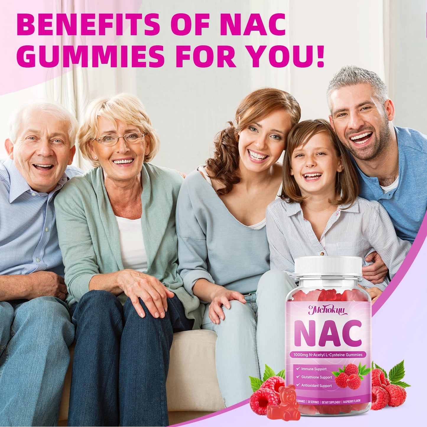 Mchokuu NAC Gummies, 120 Gummies