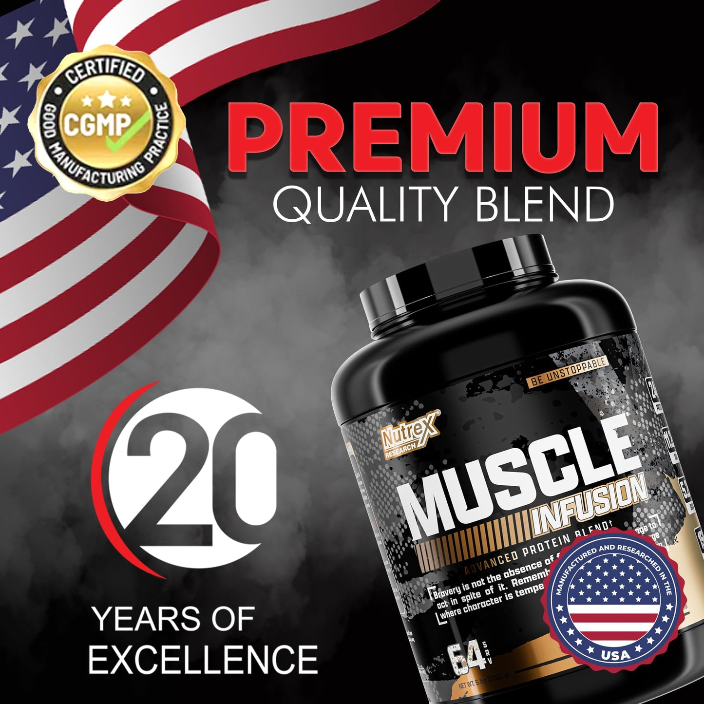 Nutrex Research Whey Protein Powder Chocolate Muscle Infusion Whey Isolate w/EAA & Hi BCAA for Muscle Gain, 5 lb, 80 Servings