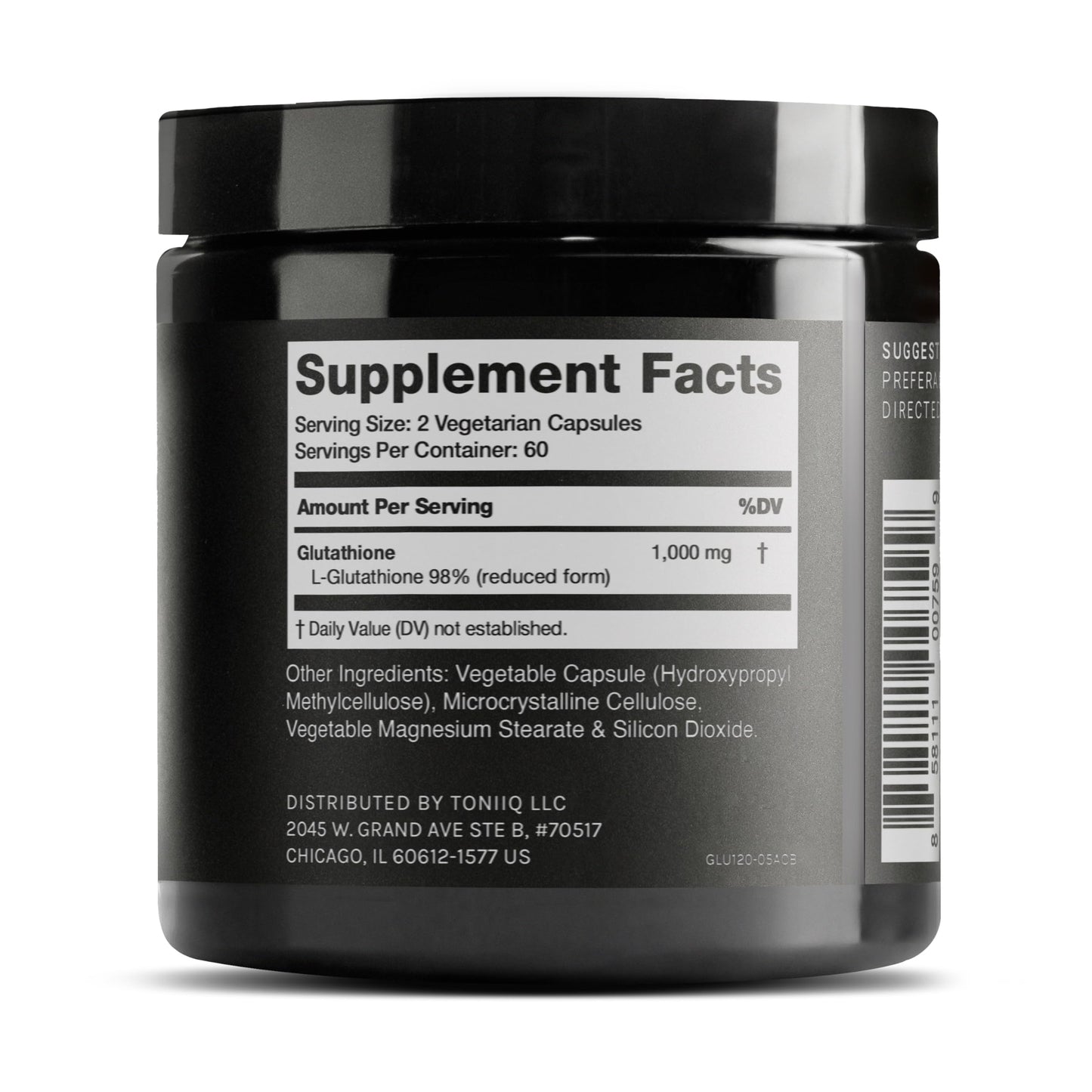 Toniiq Ultra High Strength Glutathione Capsules - 1000mg Concentrated Formula - 98%+ Highly Purified and Bioavailable - Non-GMO Fermentation - 120 Capsules Reduced Glutathione Supplement