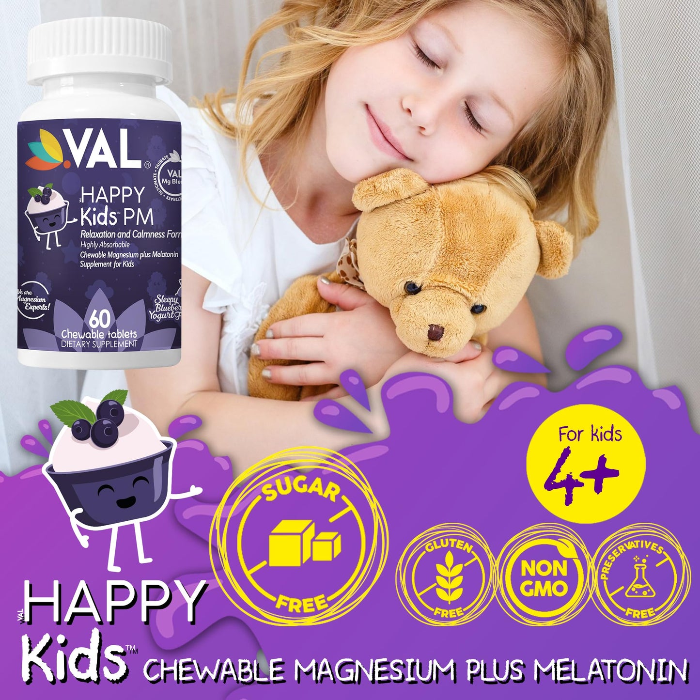 VAL Happy Kids PM Sleep Support Tablets, 60 Count