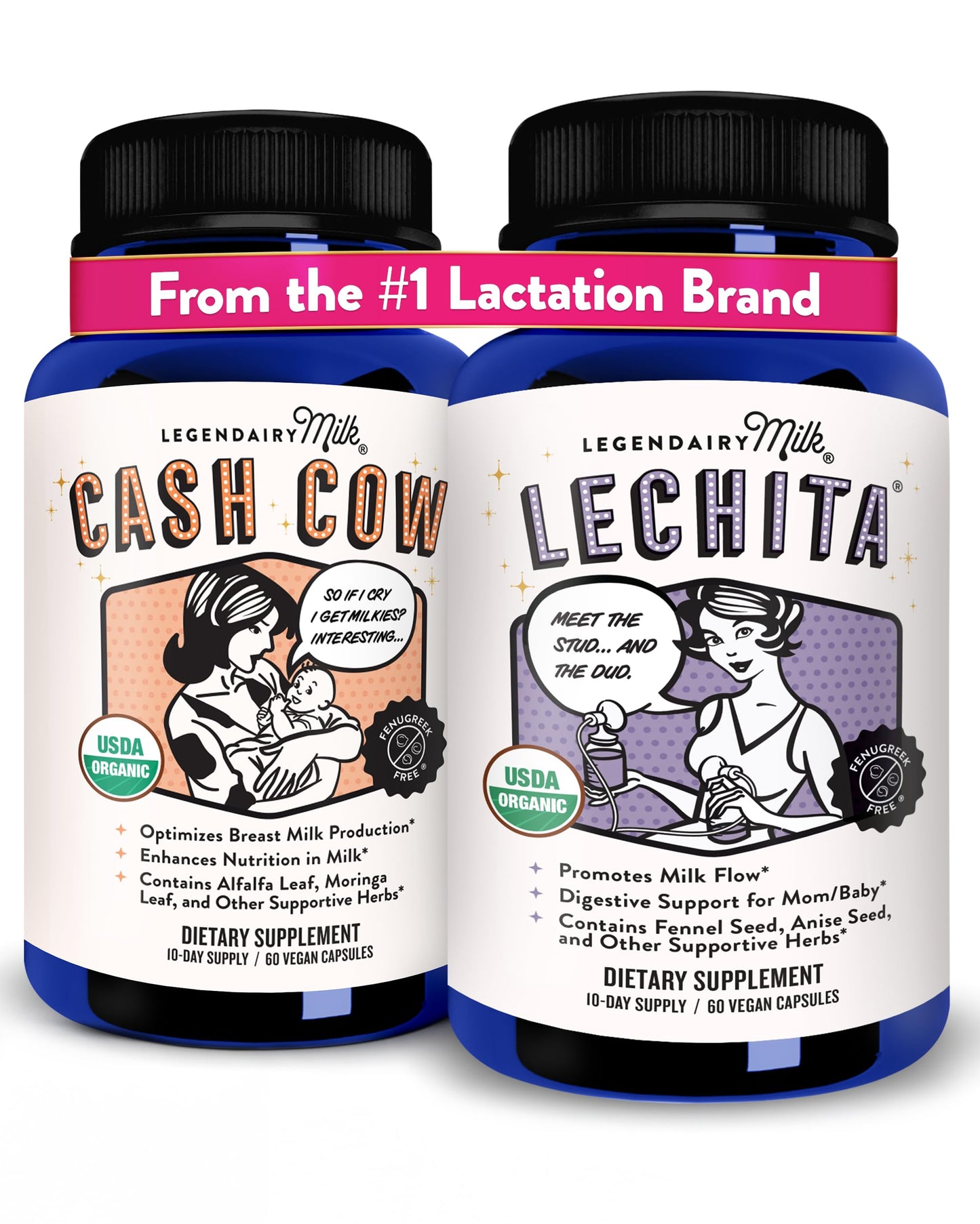 Legendairy Milk Cash Cow + Lechita Lactation Supplement Capsule, 2 Capsules