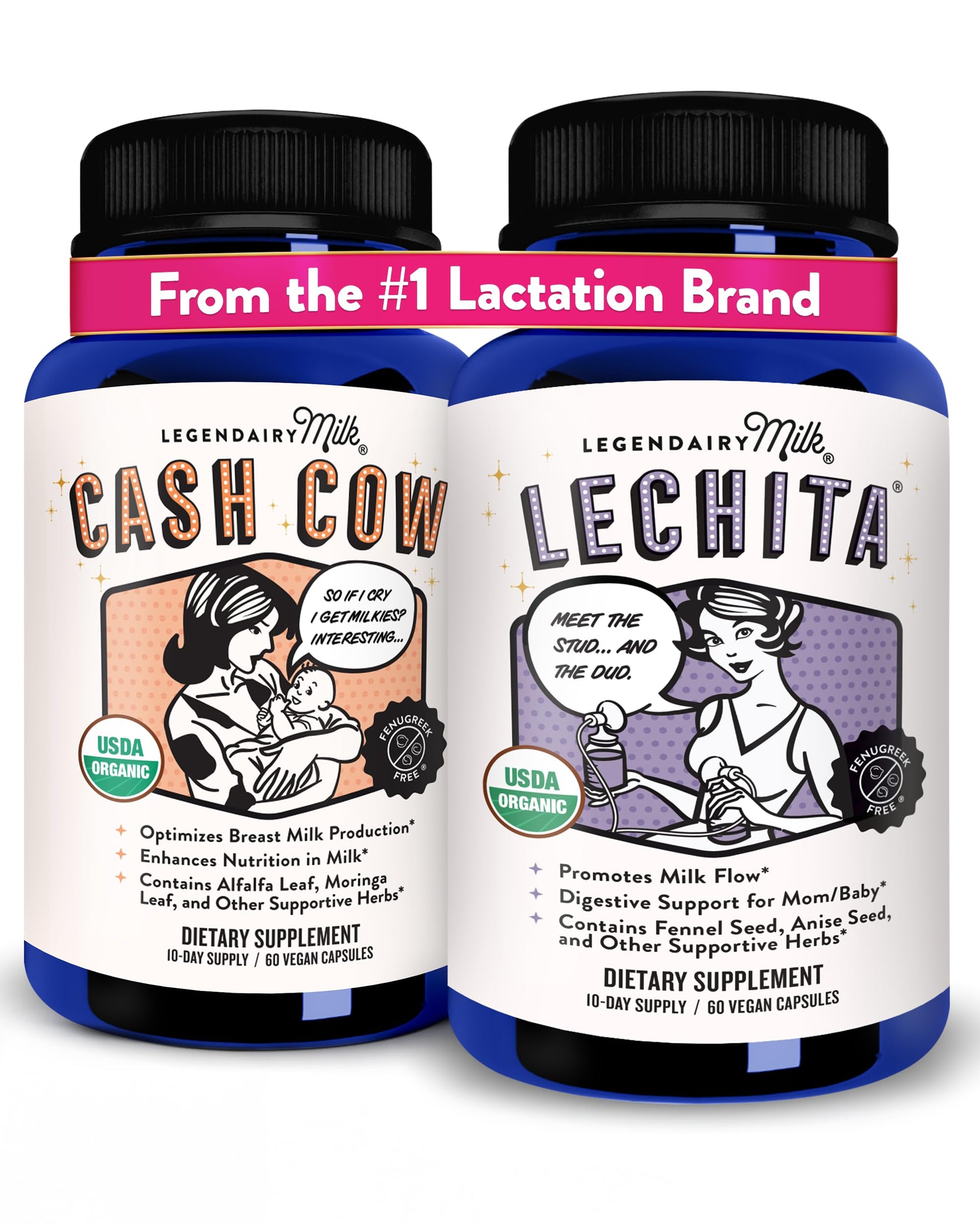 Legendairy Milk Cash Cow + Lechita Lactation Supplement Capsule, 2 Capsules