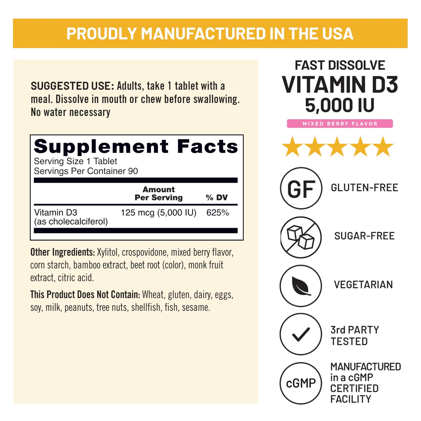 NatureWise Vitamin D3 5000 IU Tablets 90 Count