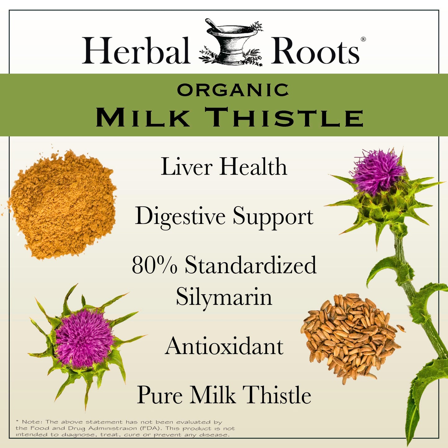 Herbal Roots Milk Thistle Capsules 60 Count