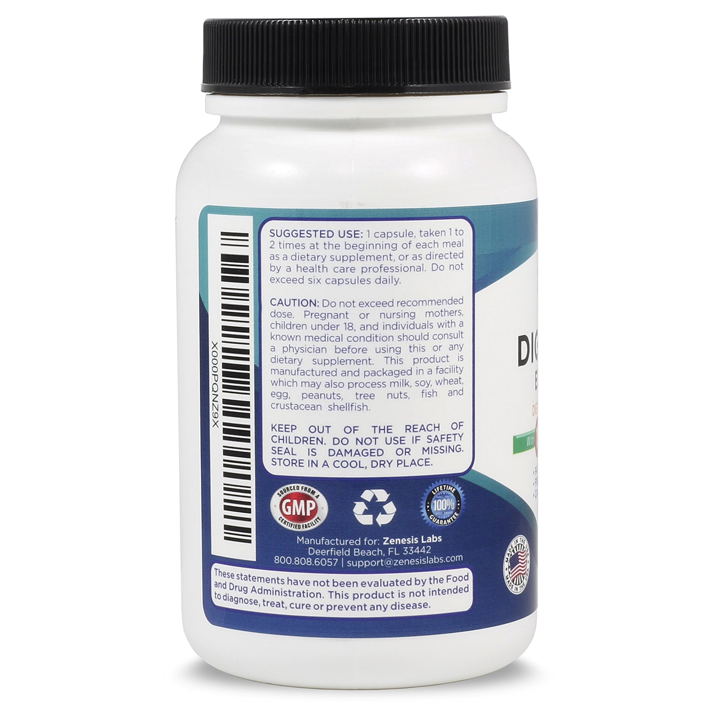 Zenesis Labs Digestive Enzymes with Amylase, Bromelain, Protease, Lipase, & 14 Other Enzymes 90 Capsules