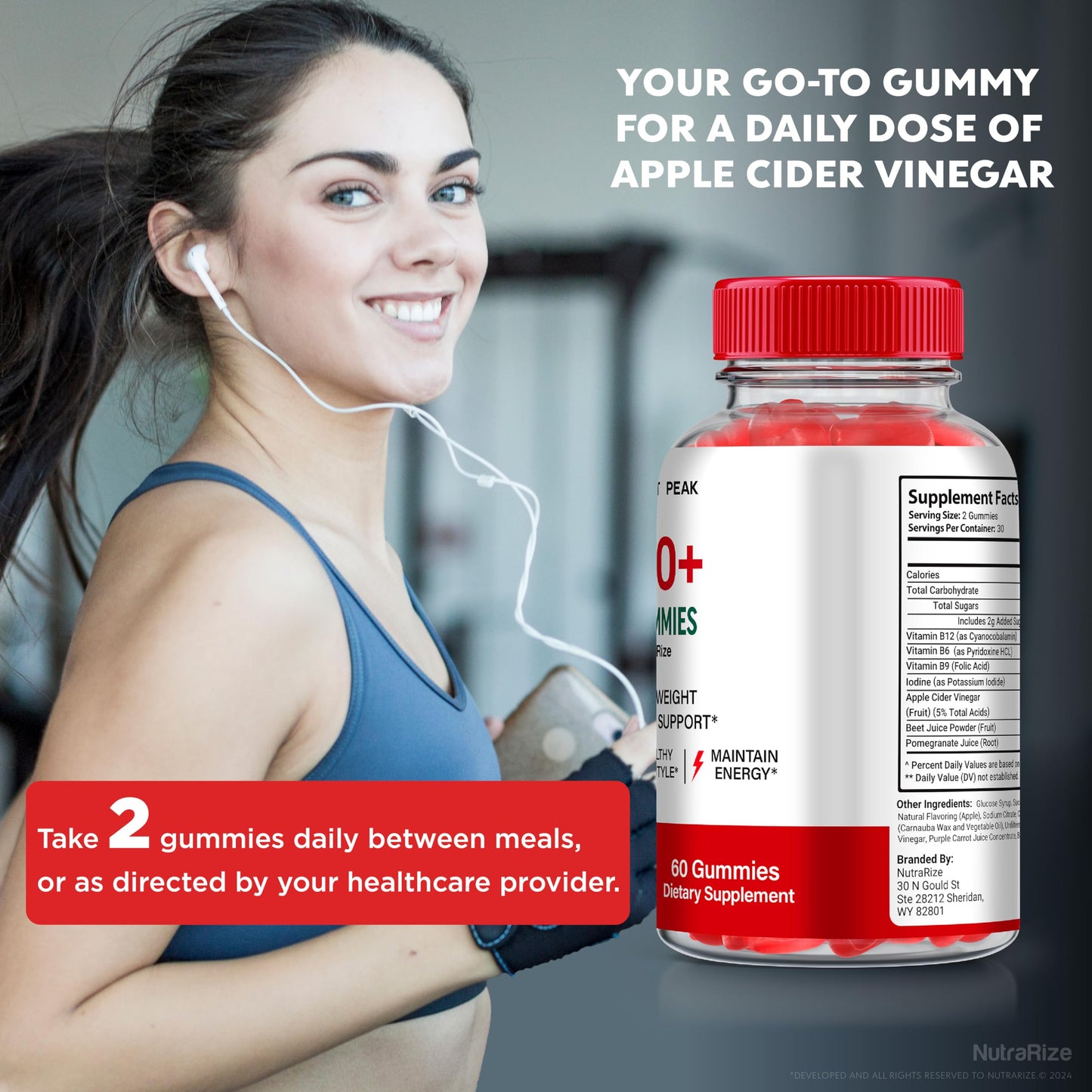 NutraRize Kinect Peak Keto ACV Gummy 120 Gummies