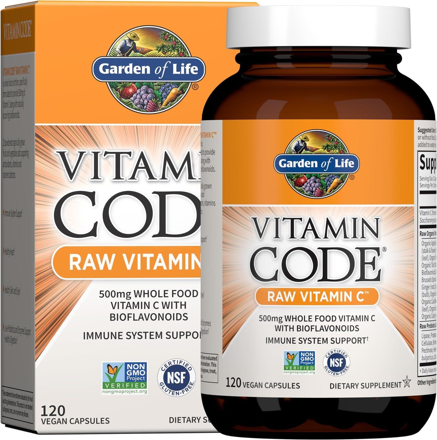 Garden of Life Vitamin Code Raw Vitamin-C 500mg Whole Food VIT-C Capsules, 720 Capsules