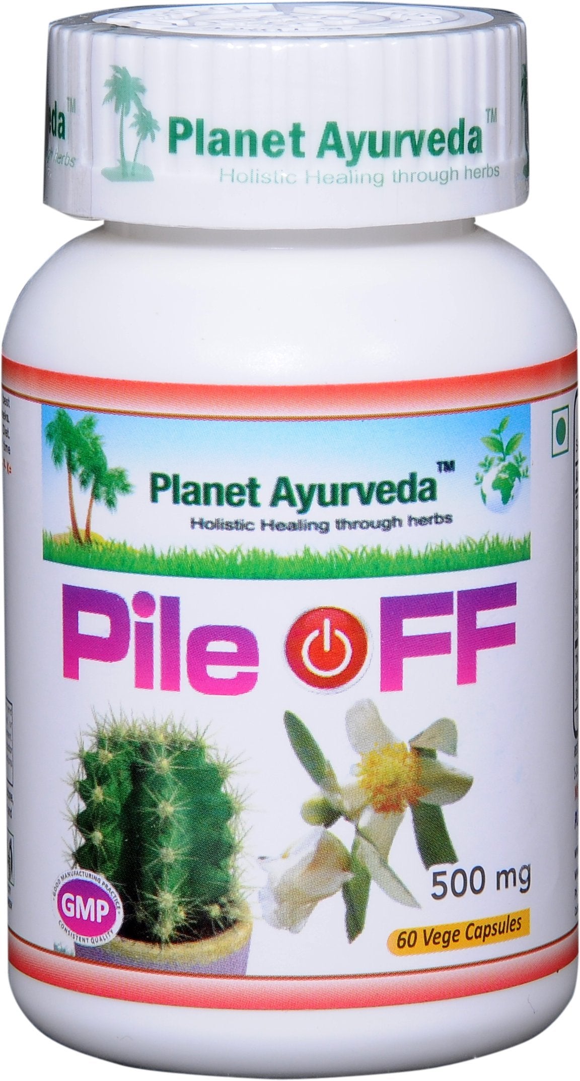 Planet Ayurveda Pile Off 500mg Veg Capsules, 2 Bottles
