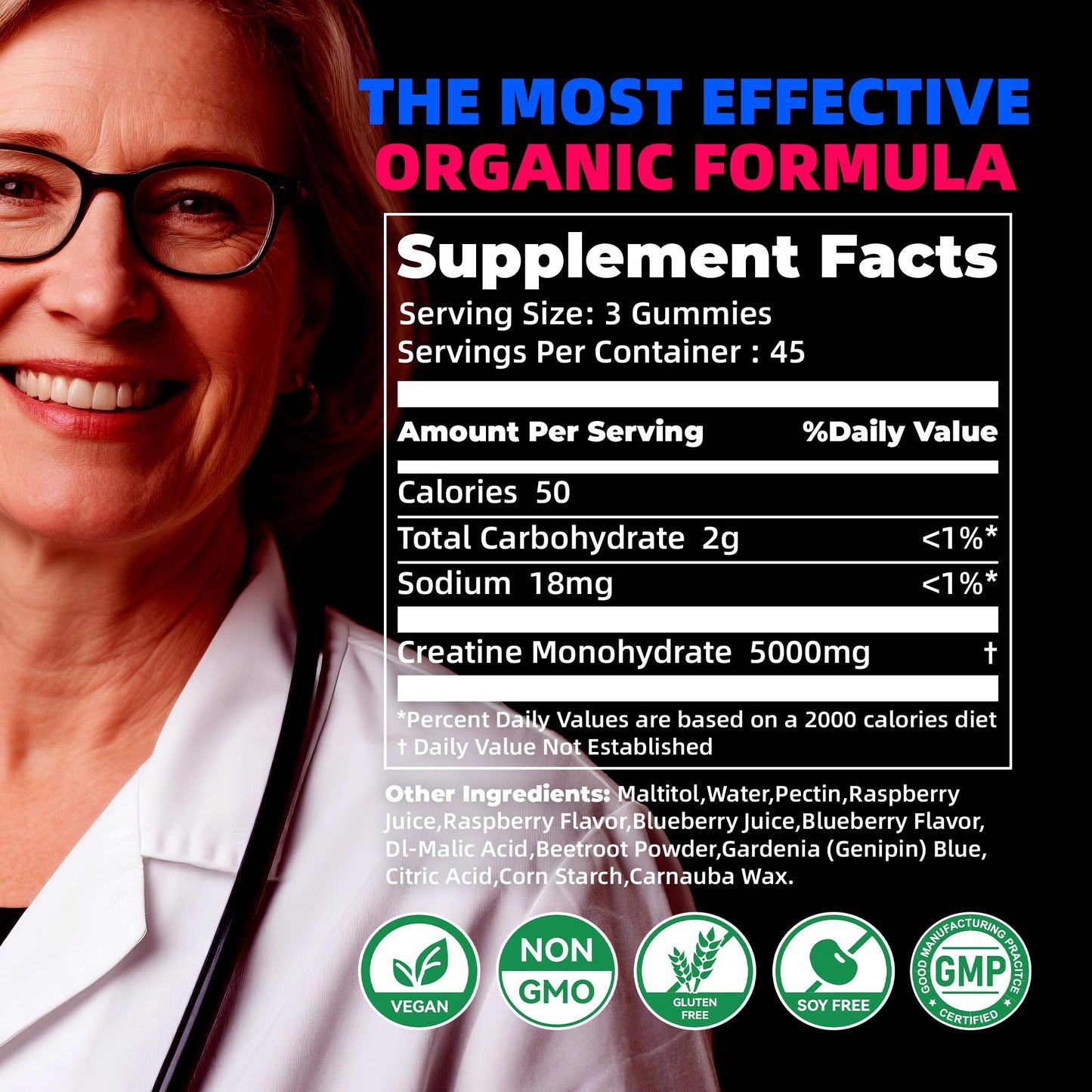 Allcoovita Creatine Monohydrate Gummies 135 ct