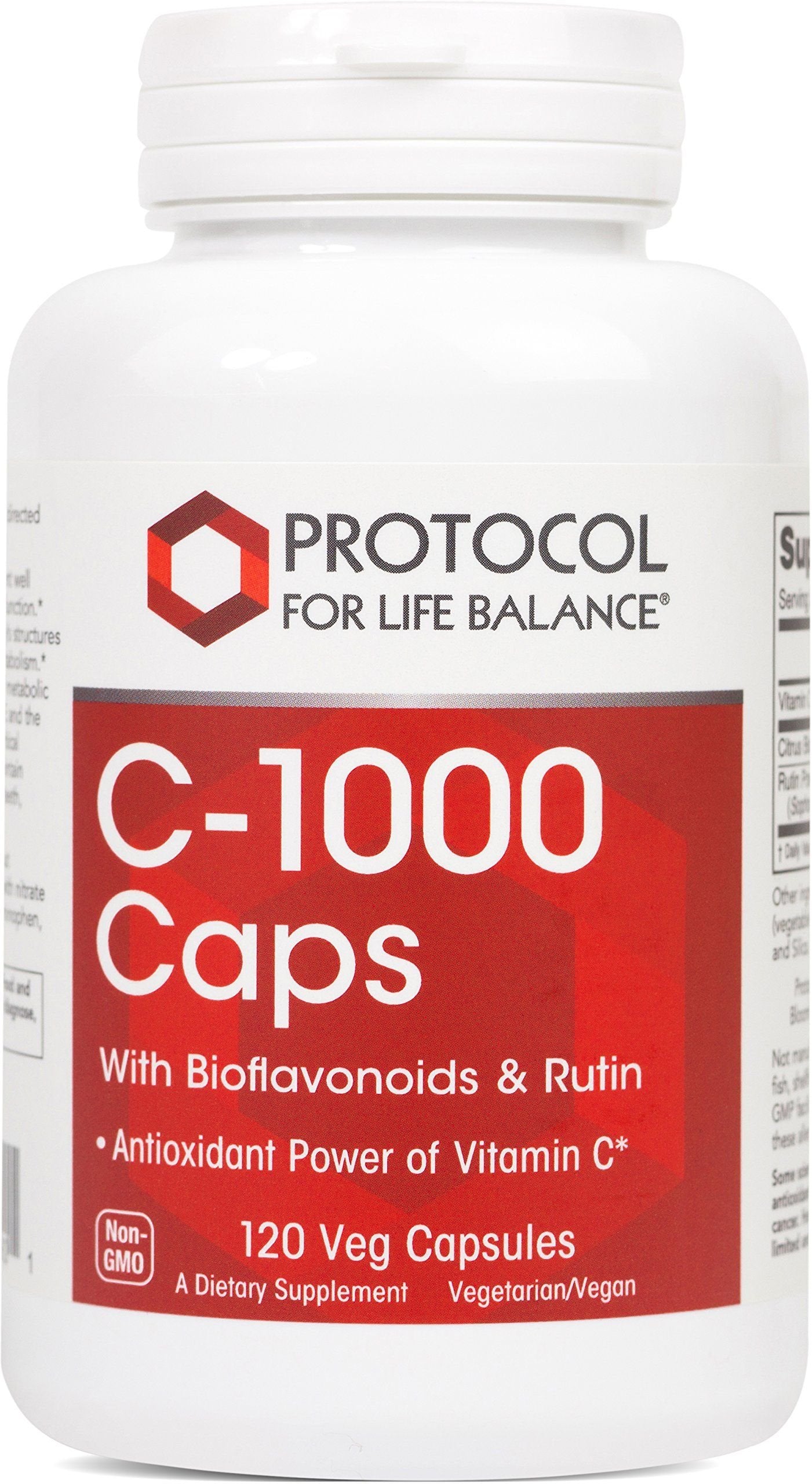 Protocol for Life Balance C-1000 + BioFl Vitamin C with Bioflavonoids Capsules, 120 Capsules