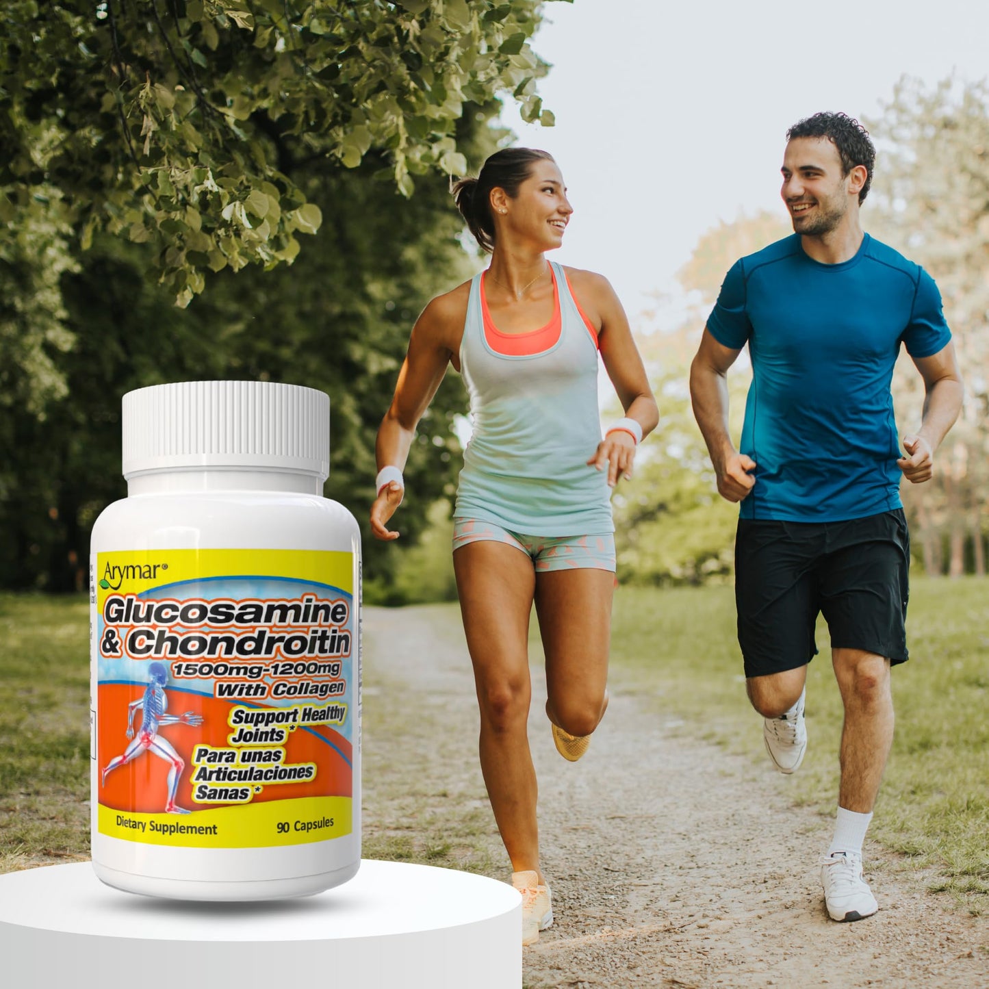 Arymar Glucosamine 1500 mg and Chondroitin 1200 mg with Collagen Joint Health Supplement 90 Capsules