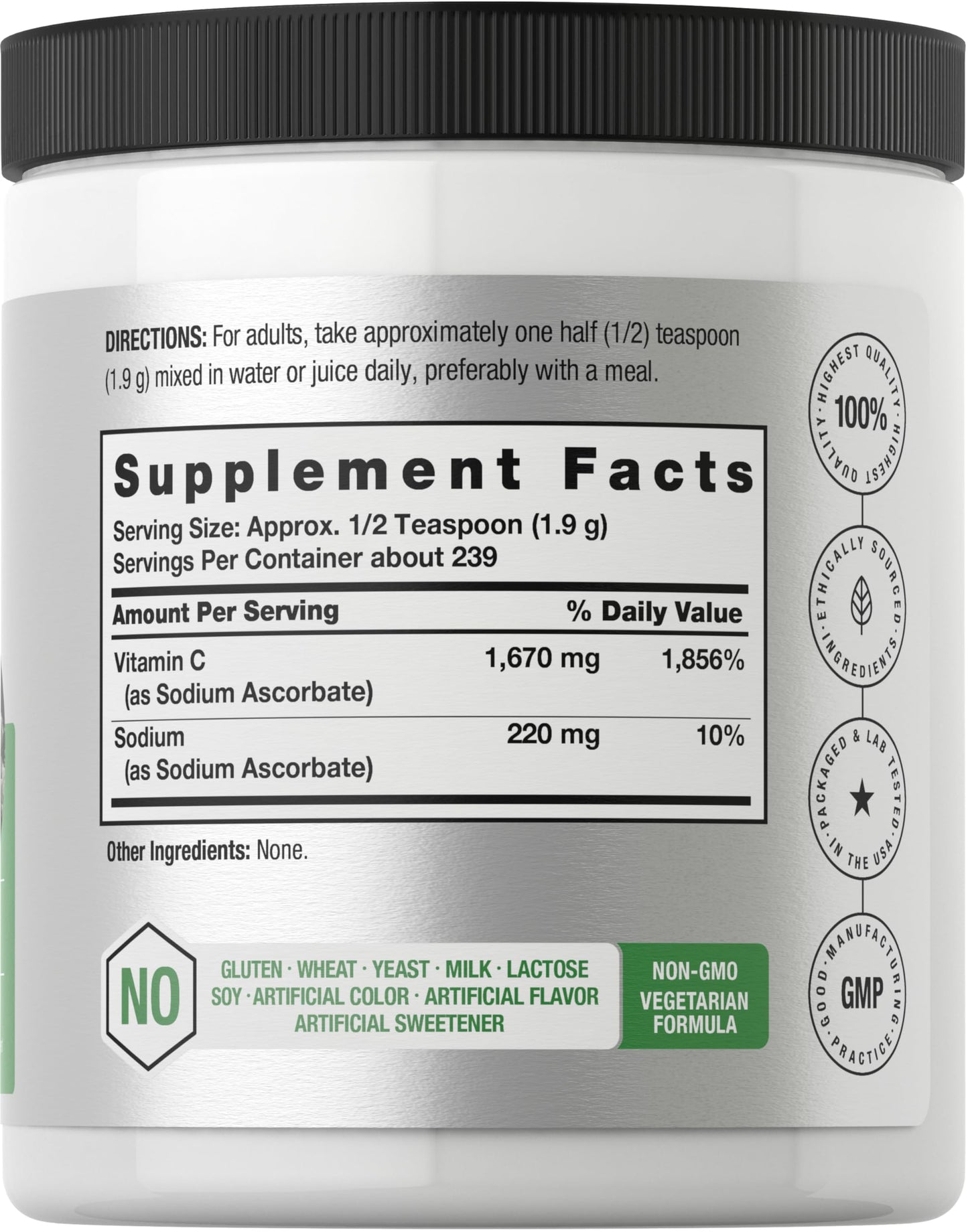Horbäach Sodium Ascorbate Powder 16 oz