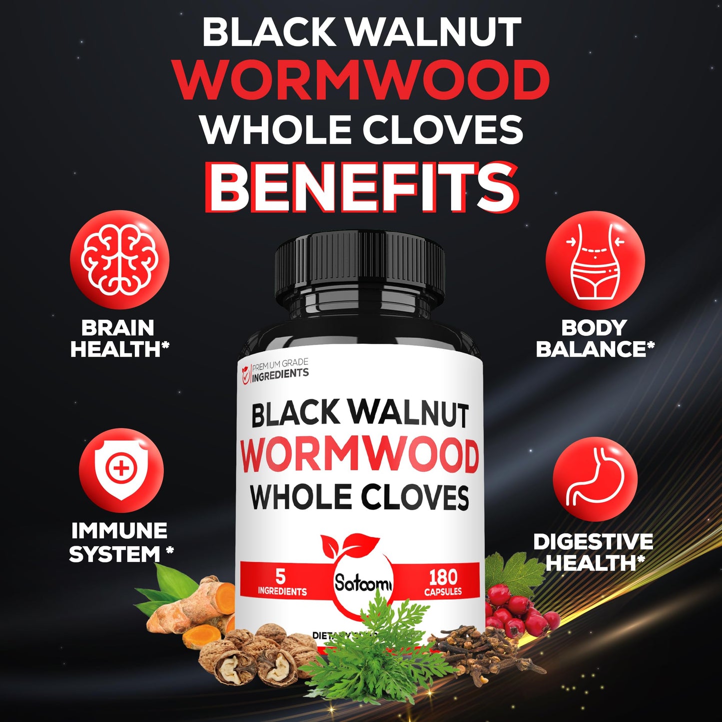 Satoomi 5 in 1 Wormwood Capsules - 180 Count