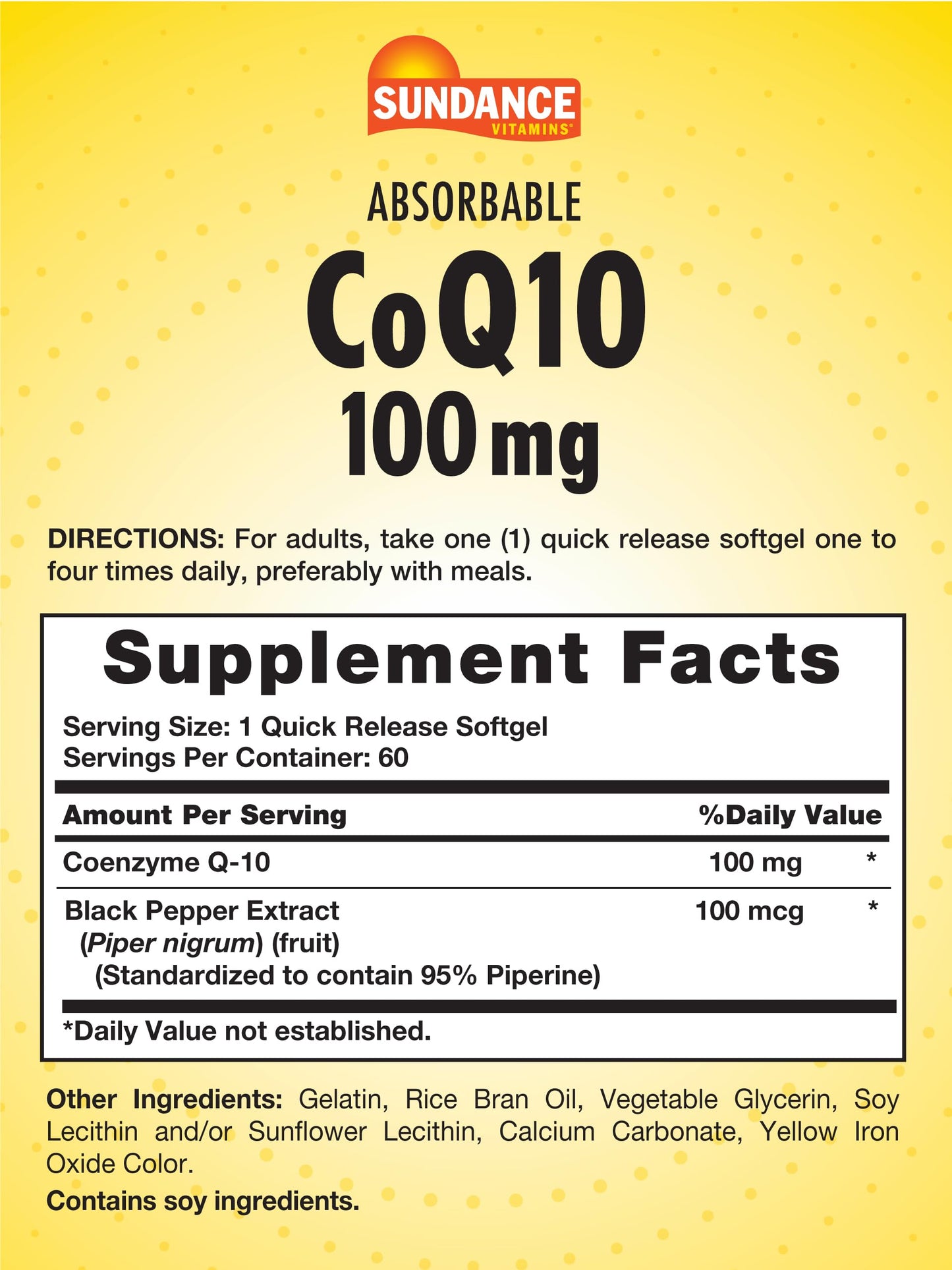 Sundance CoQ10 100mg Softgels, 60 Count