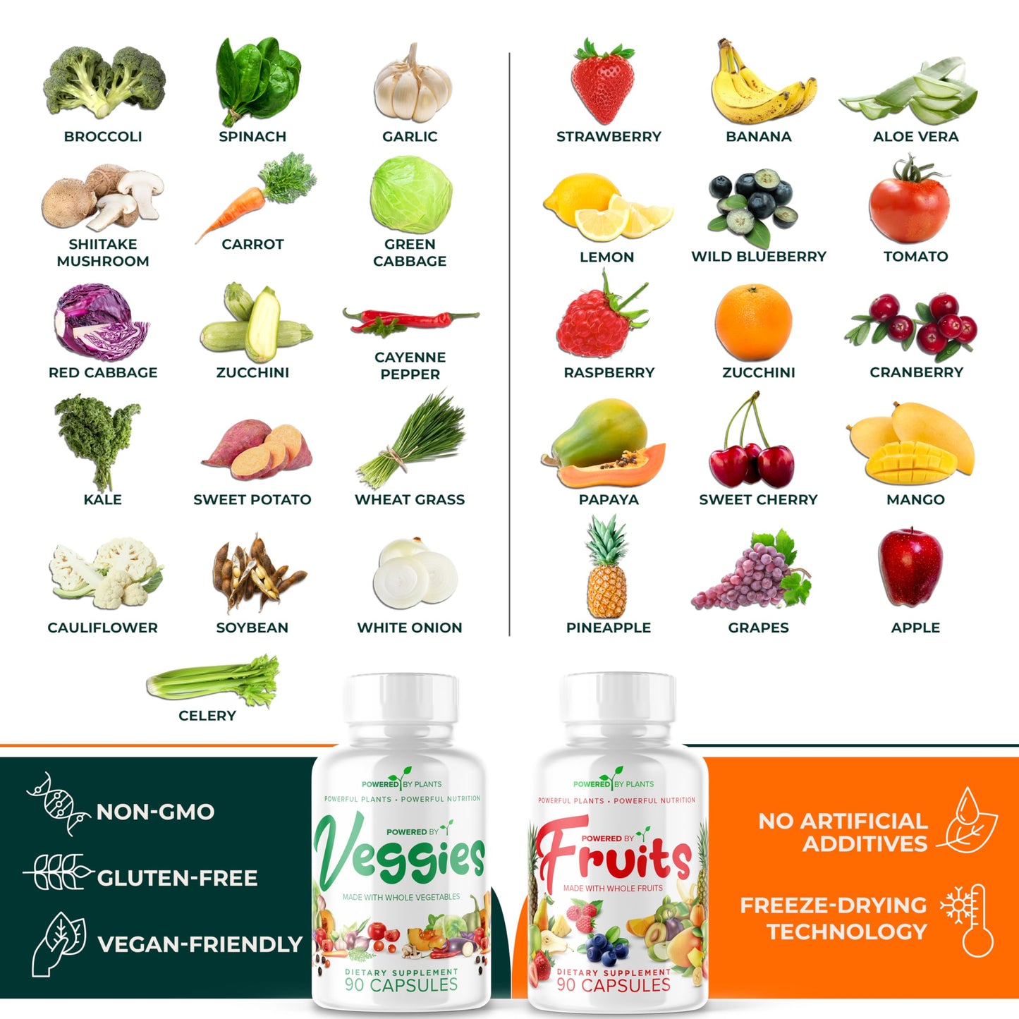 POWERED X PLANTS Fruits & Veggies 540 Capsules