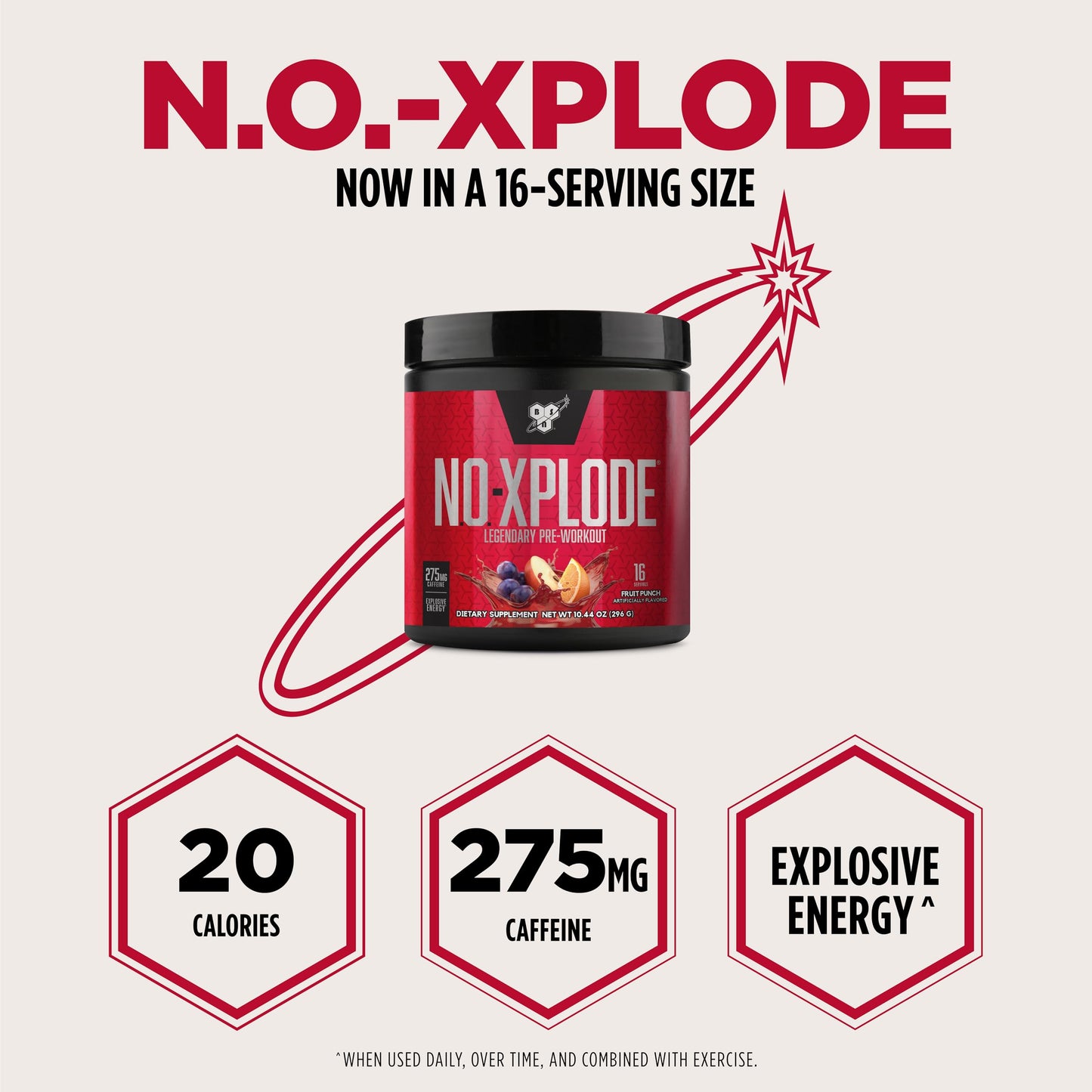 BSN N.O.-XPLODE Pre Workout Powder, 16 Servings, 0.65 Pound