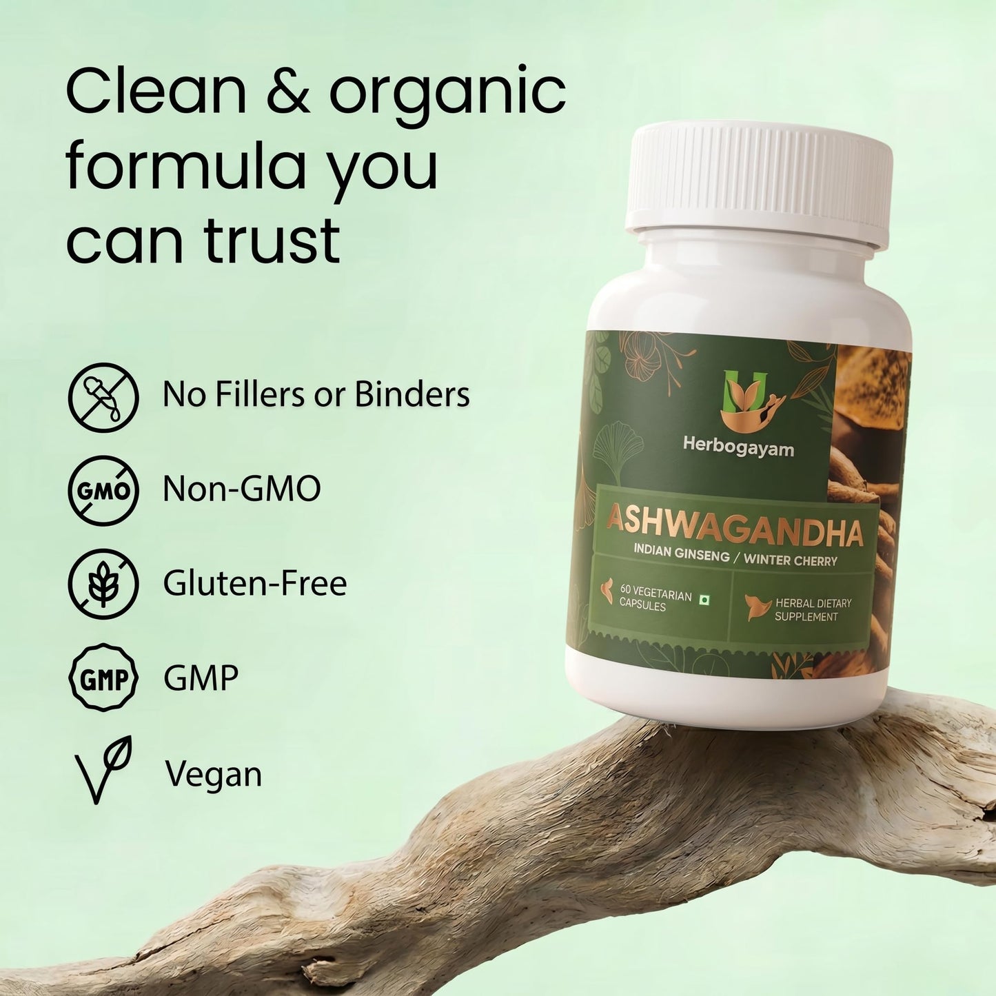 Herbogayam Ashwagandha 500mg Capsules, 60 Count